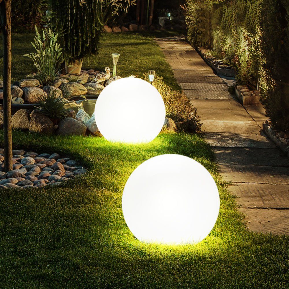 etc-shop LED Gartenleuchte, LED-Leuchtmittel Zwerg LED Leuchten Kugel Neutralweiß, Steck Garten Lampen 3er fest verbaut, Set Solar