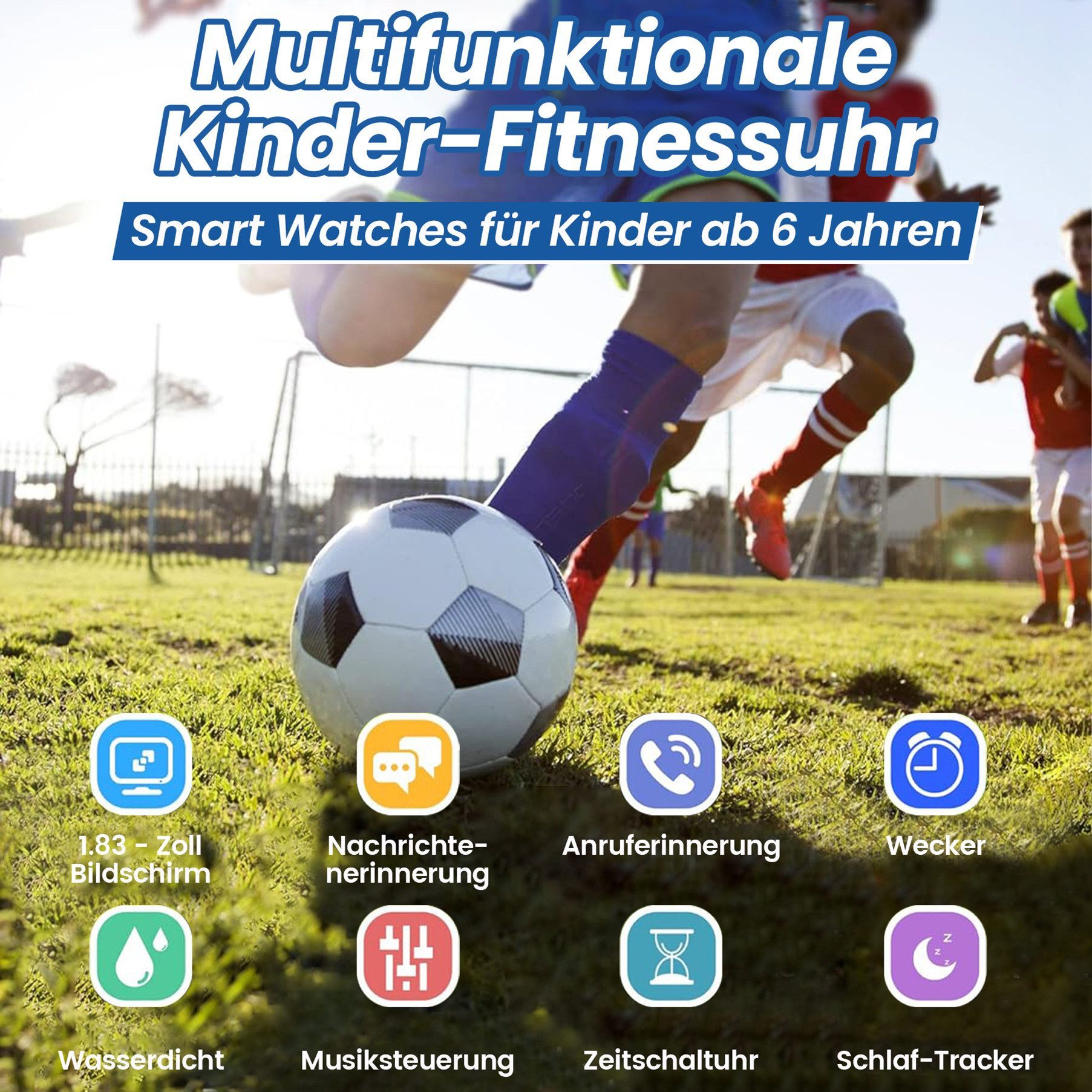 SWGOTA 800mAh 2G Smartwatch Kinder mit Telefonfunktion,Unterstützung für SOS Smartwatch (1,83 Zoll) mit 31 Spiele, Schulmodus,Foto,Video,Wecker, IP68 Fitness Tr – Bild 5 von 5
