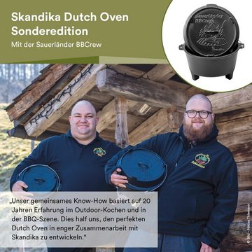 Skandika Grilltopf Skandika BBCREW Dutch Oven 10,25 L, Gusseisen Topf mit Emaillierung inkl. Rezeptbuch