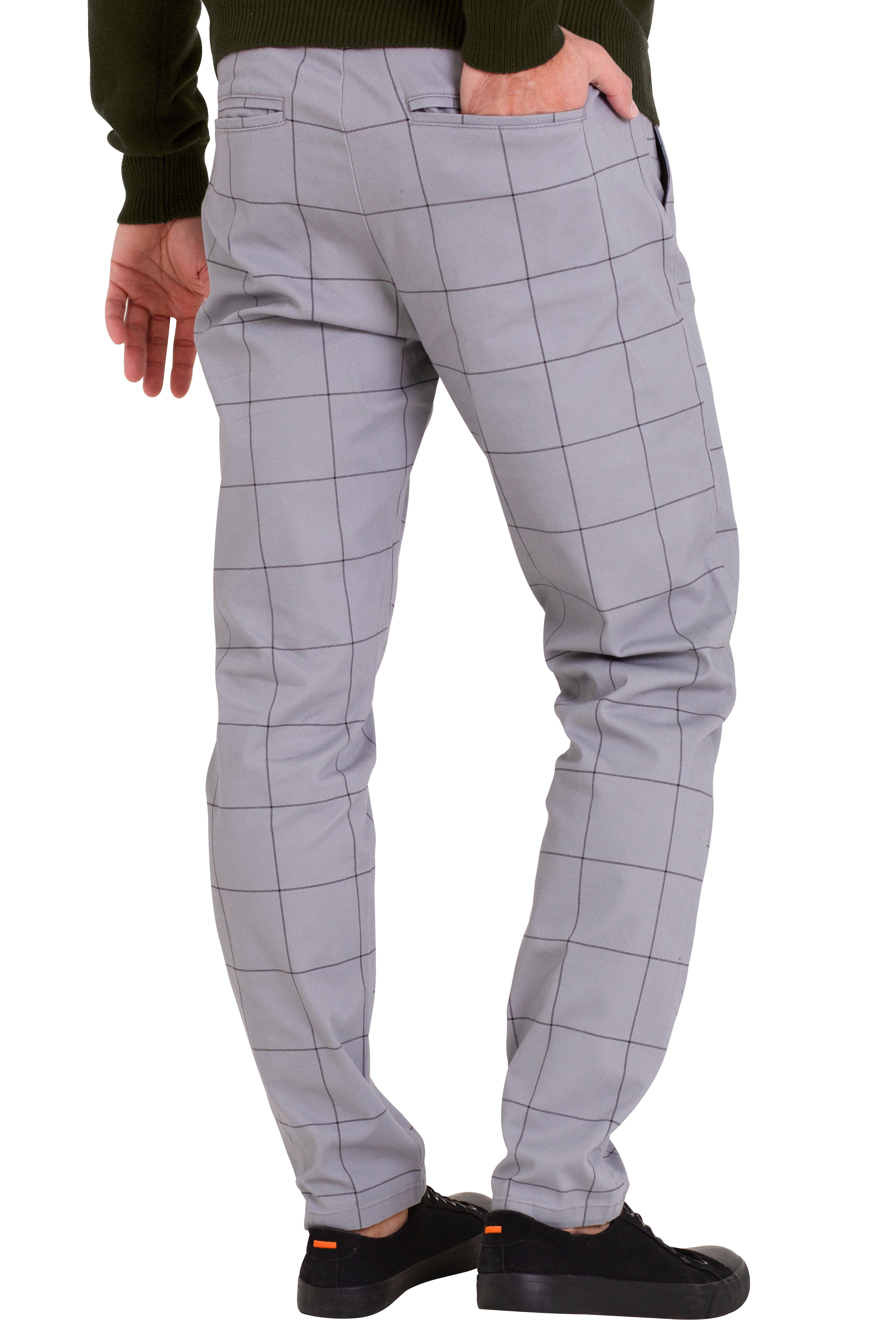 BlauerHafen Chinohose Herren Formaler Check Hose Slim-Fit Vintage Office Business Full Pants All sizes available 30''-38''