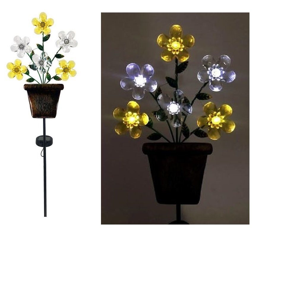 Luna24 simply great ideas... Gartenfigur Solar Blumenstrauß in Metalltopf Größe: ca. 21 x 4 x 92 cm, (1 St), Solar Blumenstrauß im Metalltopf, Dekoration Garten