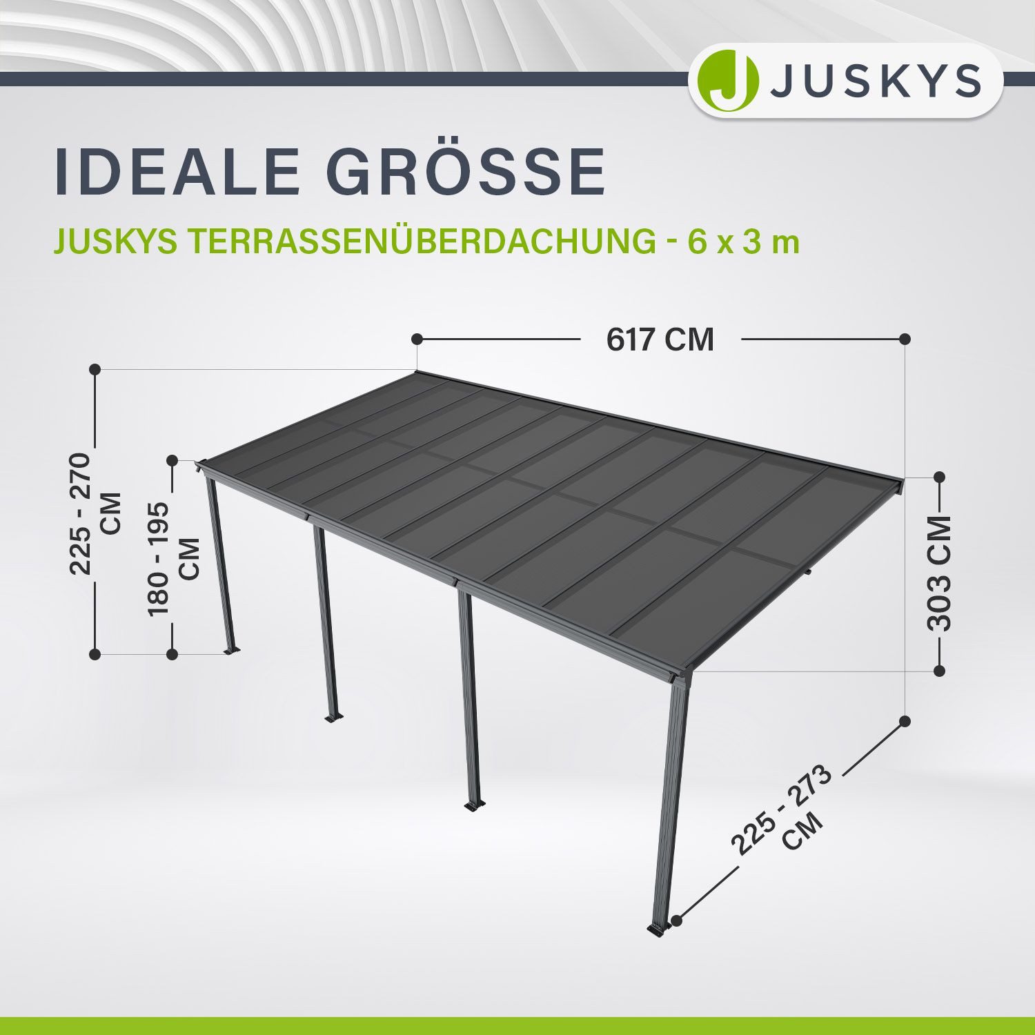 Juskys Terrassendach Borneo, 6x3 m, Regen- günstig online kaufen