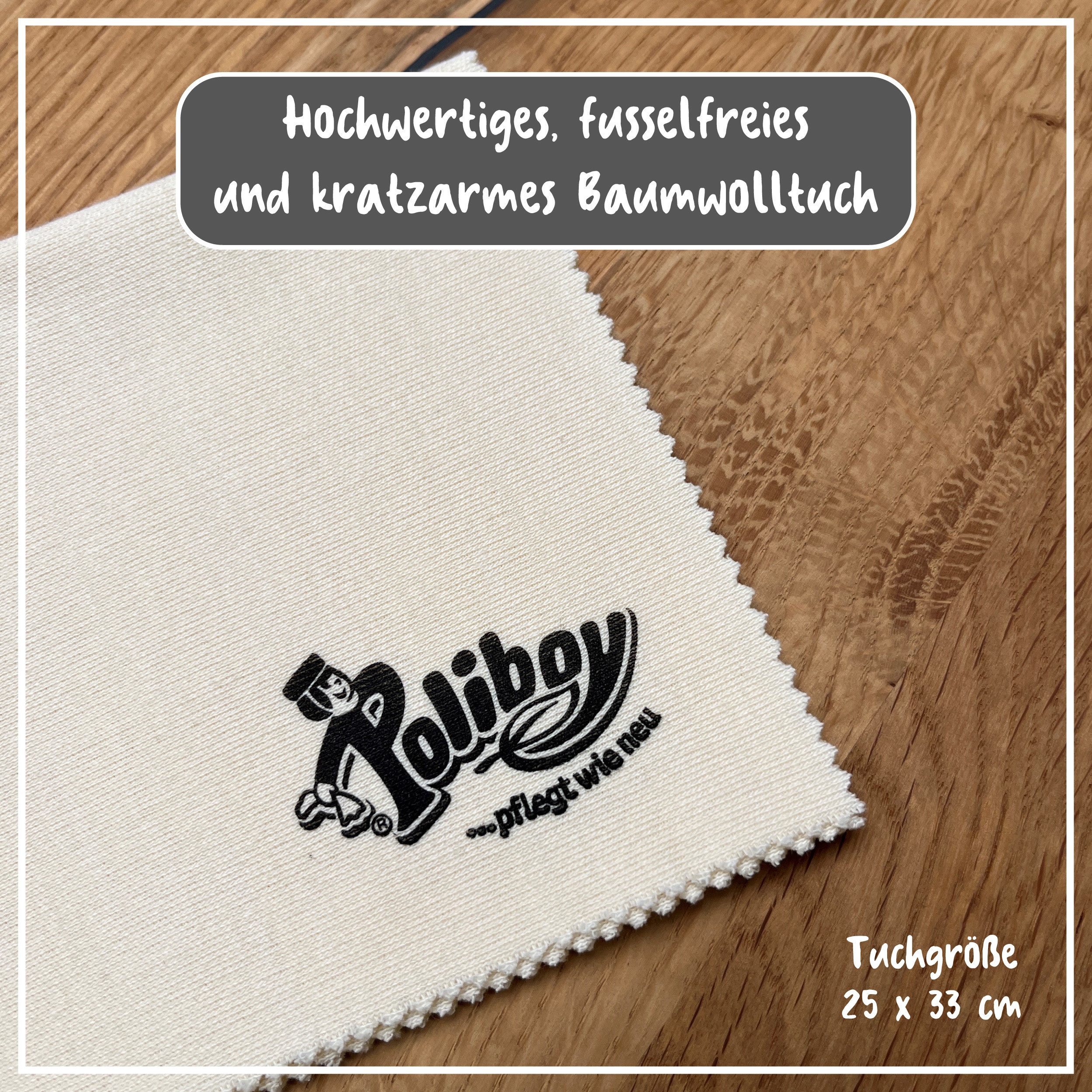 poliboy Baumwoll Pflegetuch - zur kratzfreien, einfachen Reinigung Pflegetuch (33x25 cm, zum Auftragen von Reinigungsmitteln - Made in Germany)
