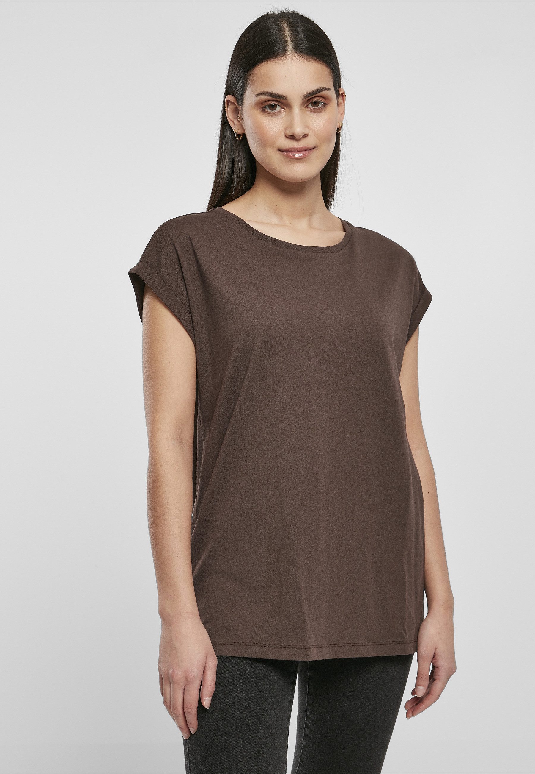 URBAN CLASSICS Kurzarmshirt Urban Classics Damen Ladies Organic Extended Shoulder Tee (1-tlg)