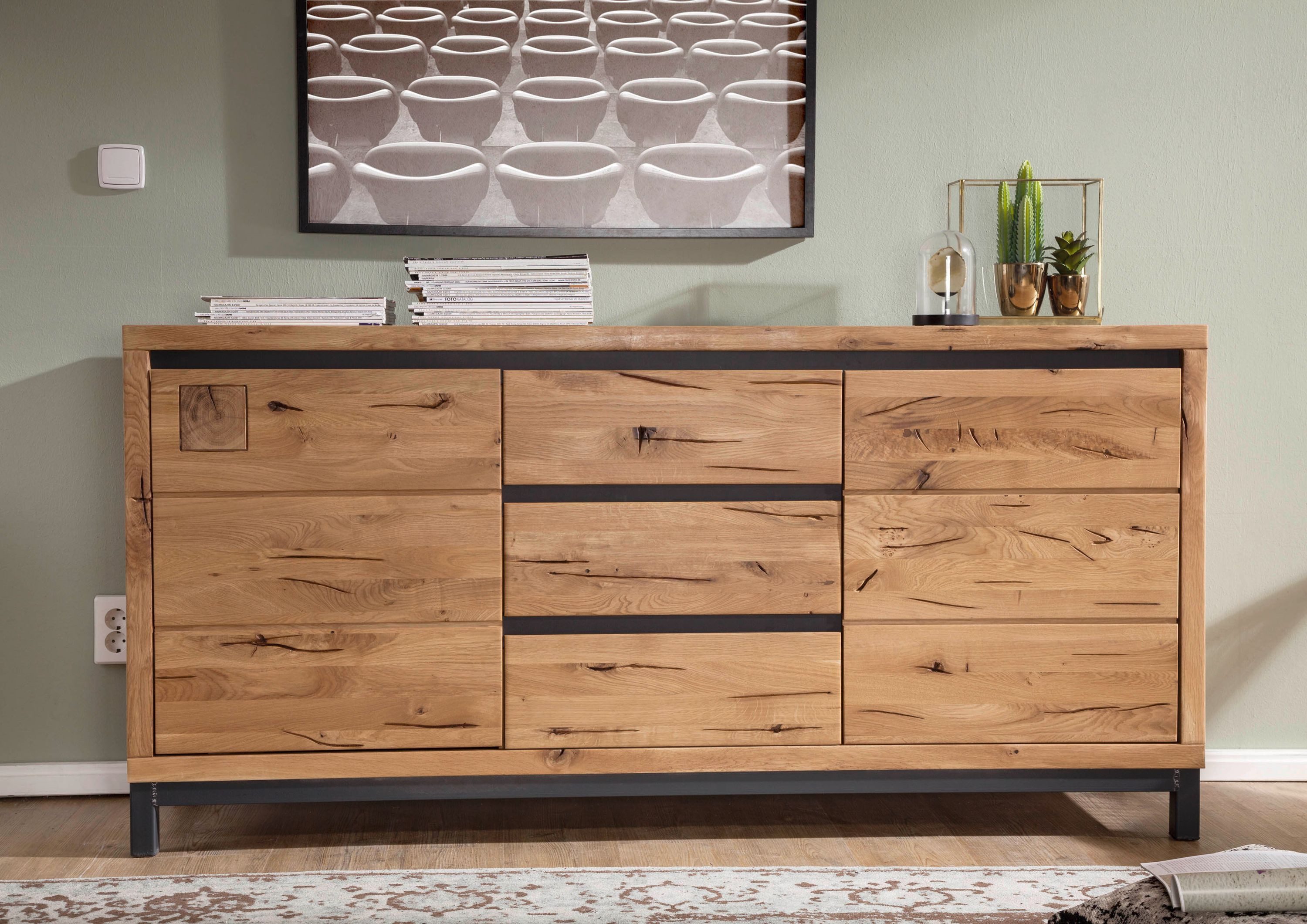 Massivmoebel24 Sideboard (Sideboard Wildeiche 175x45x85 natur günstig online kaufen