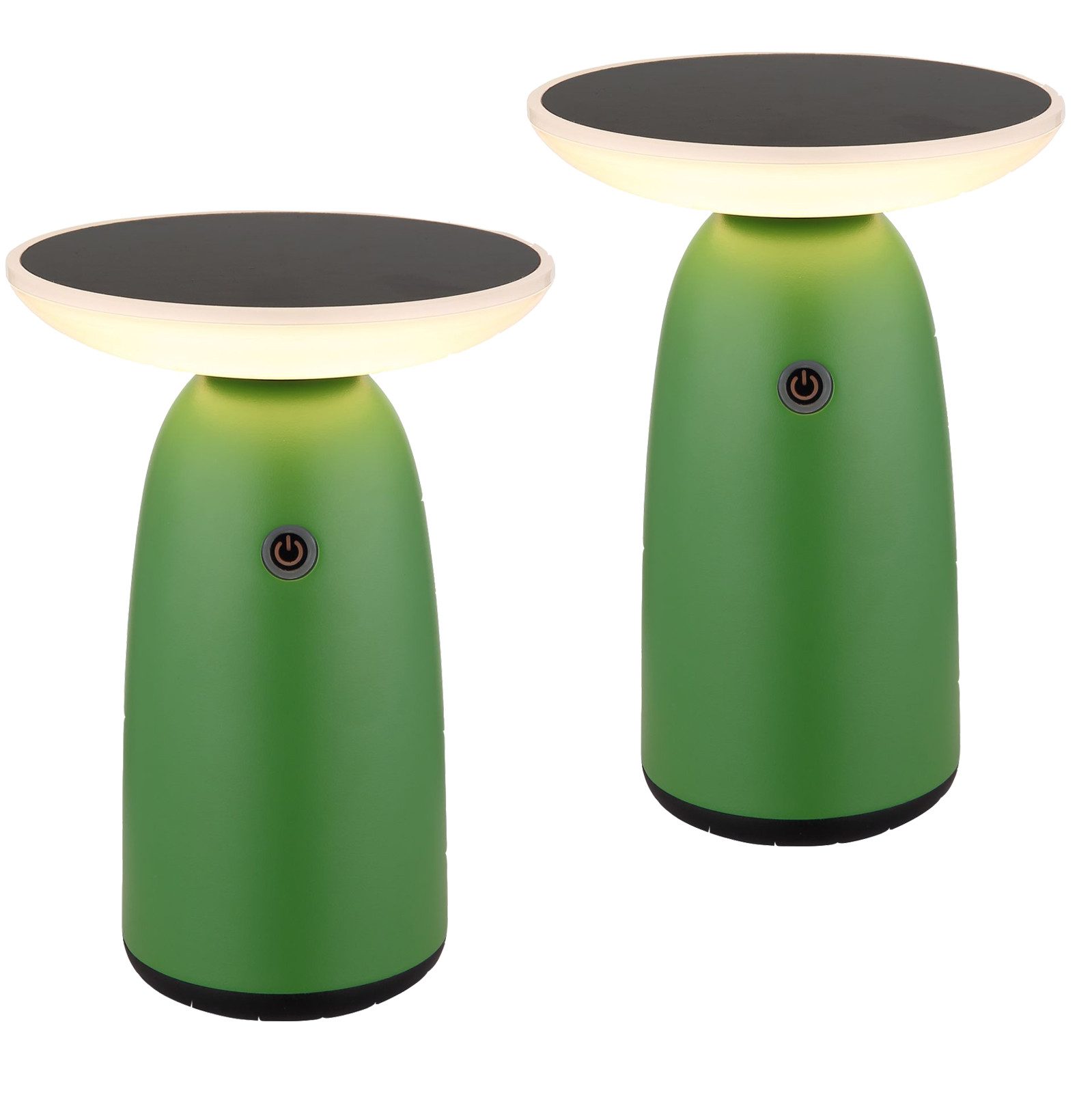 bmf-versand LED Solarleuchte Tischlampe kabellos Akku 2er Set Solar Tischleuchte Außen, Touchdimmer, LED fest integriert, Warmweiß, USB-Anschluss