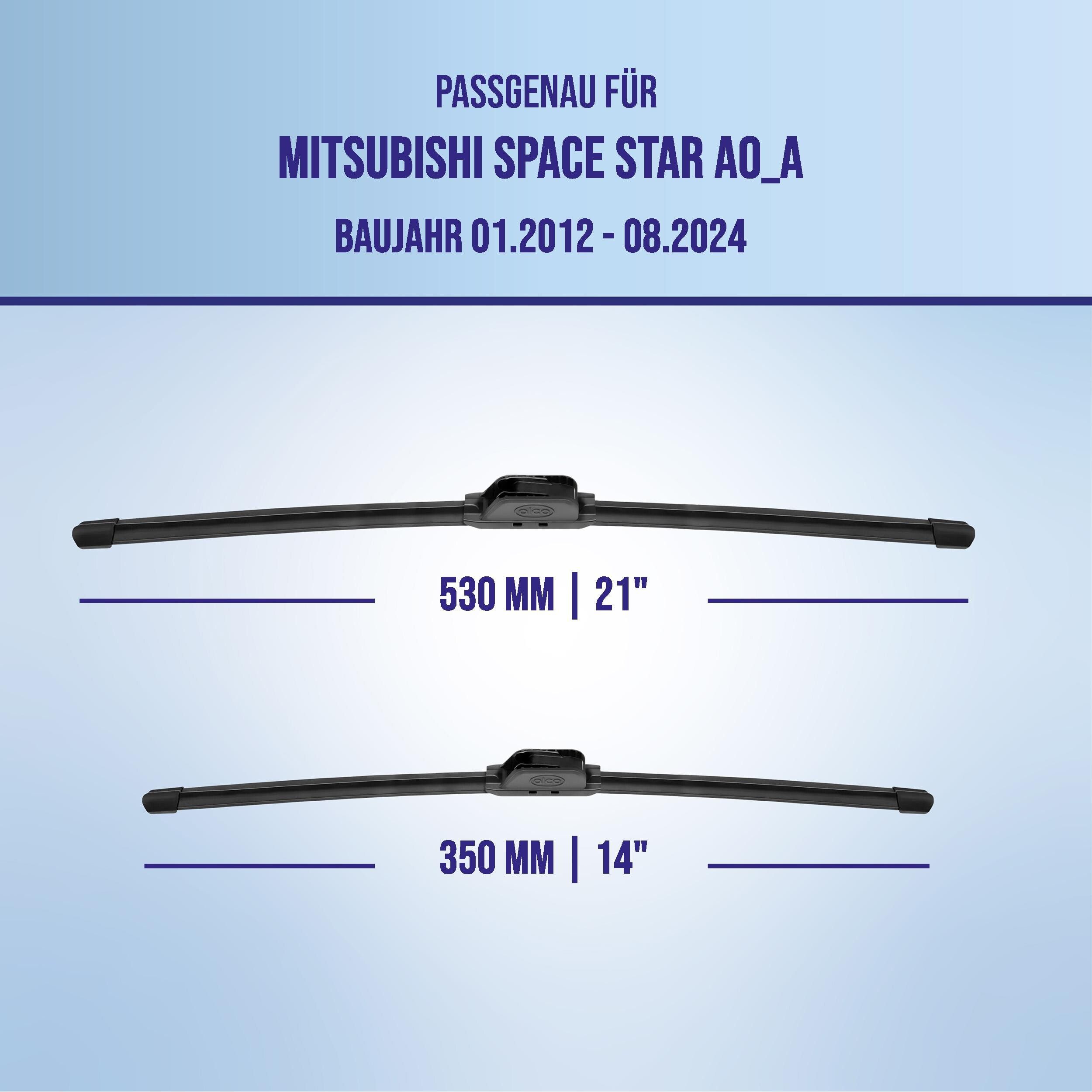 alca Scheibenwischblätter passend für MITSUBISHI SPACE STAR, 01.2012 - 08.2024, Frontscheibe, (Packung, 2-St., Scheibenwischer), mit Nano Graphit Beschichtung