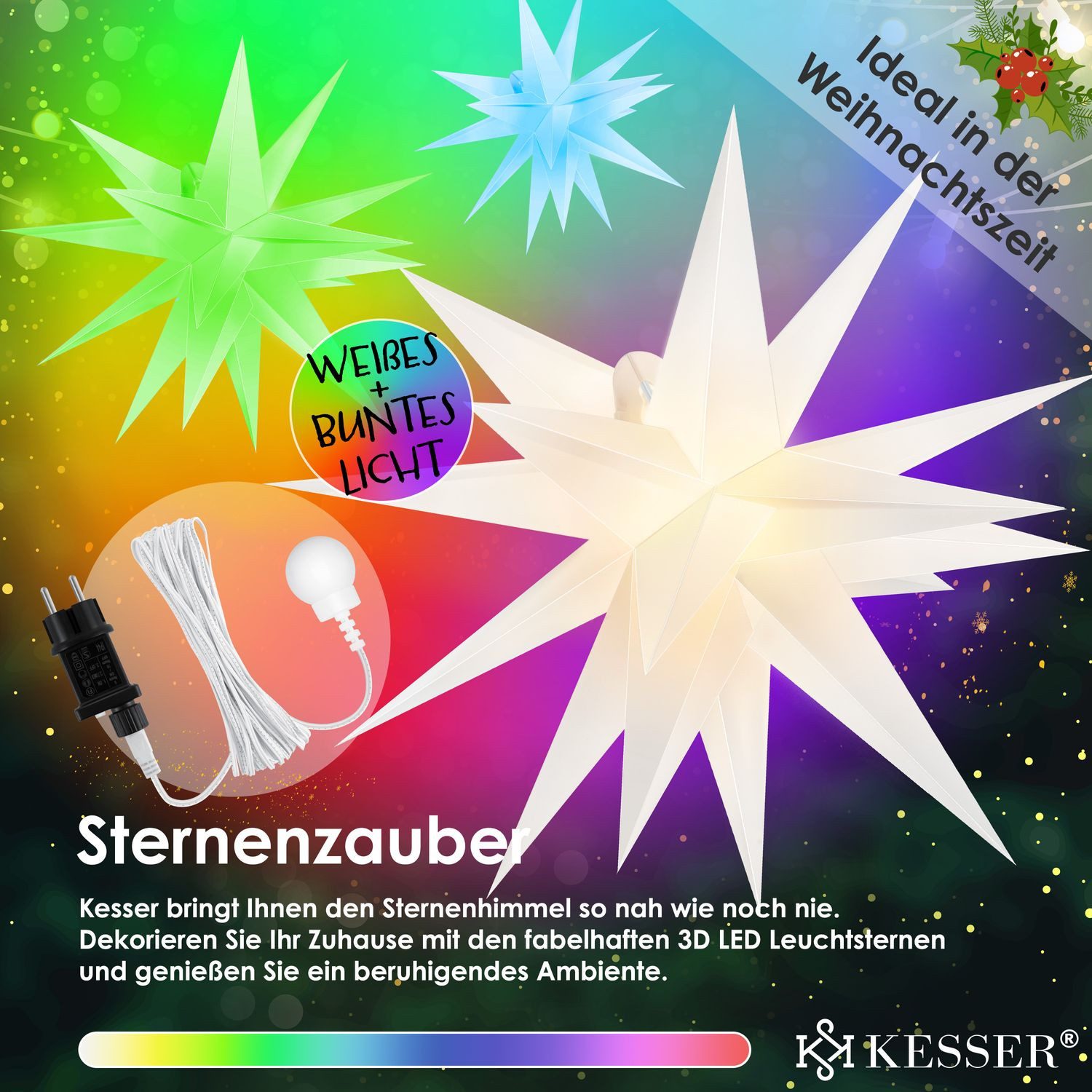 KESSER Weihnachtsfigur, Leuchtstern 3D, LED Weihnachtsstern günstig online kaufen