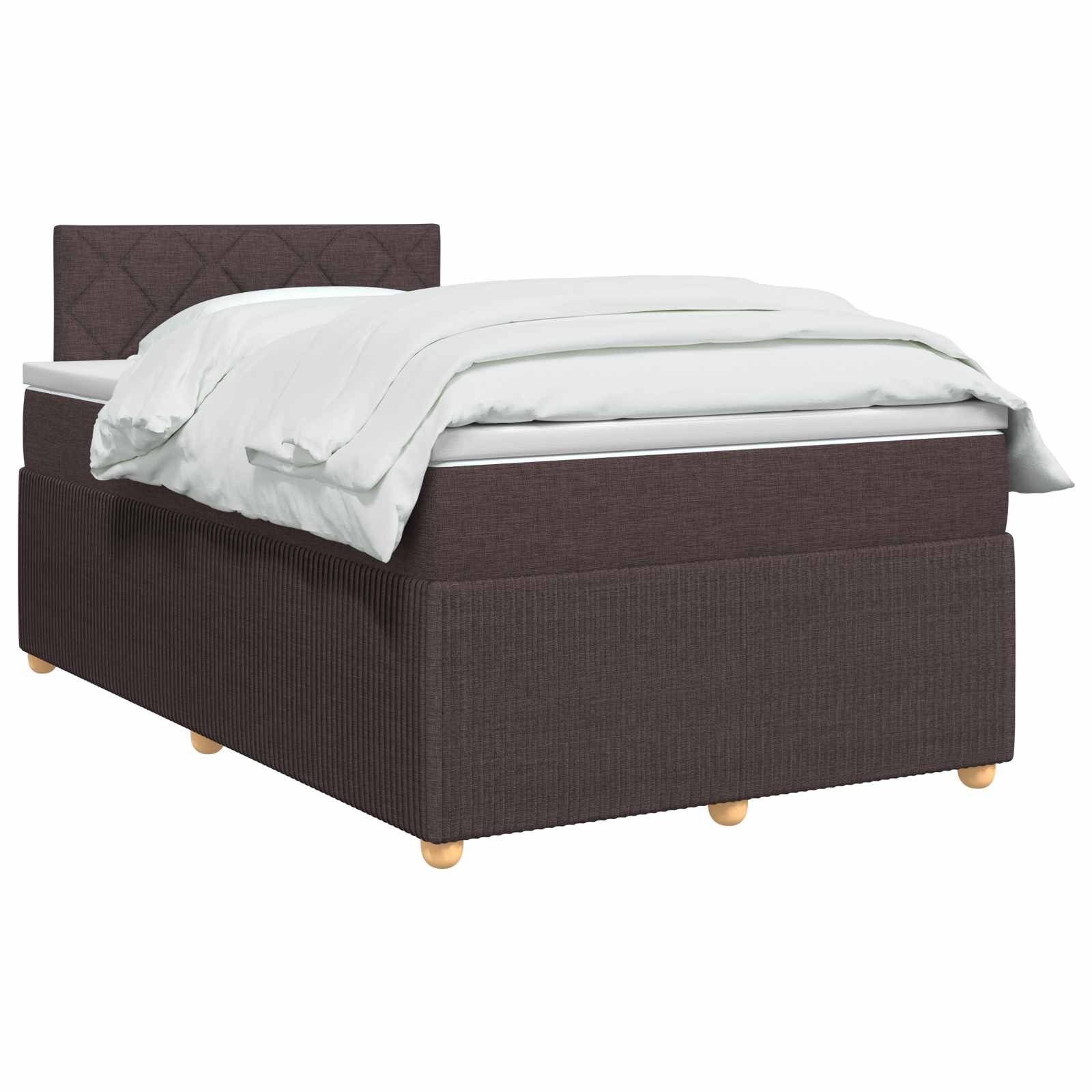 vidaXL Bett Boxspringbett mit Matratze Dunkelbraun 120 x 190 cm Stoff (1-tlg)