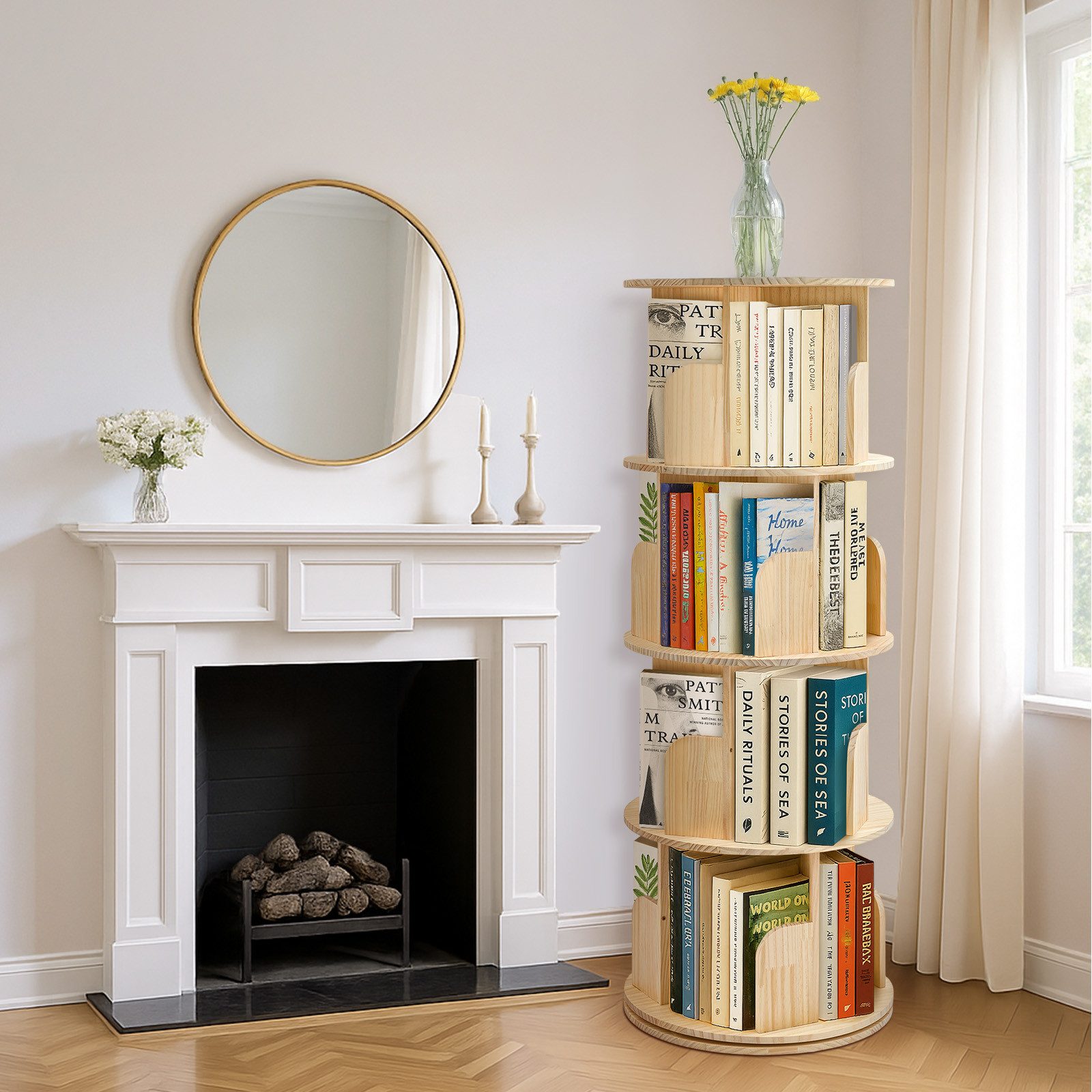 Youyijia Bücherregal 3/4/5-stöckig, Drehregal aus Kiefernholz günstig online kaufen