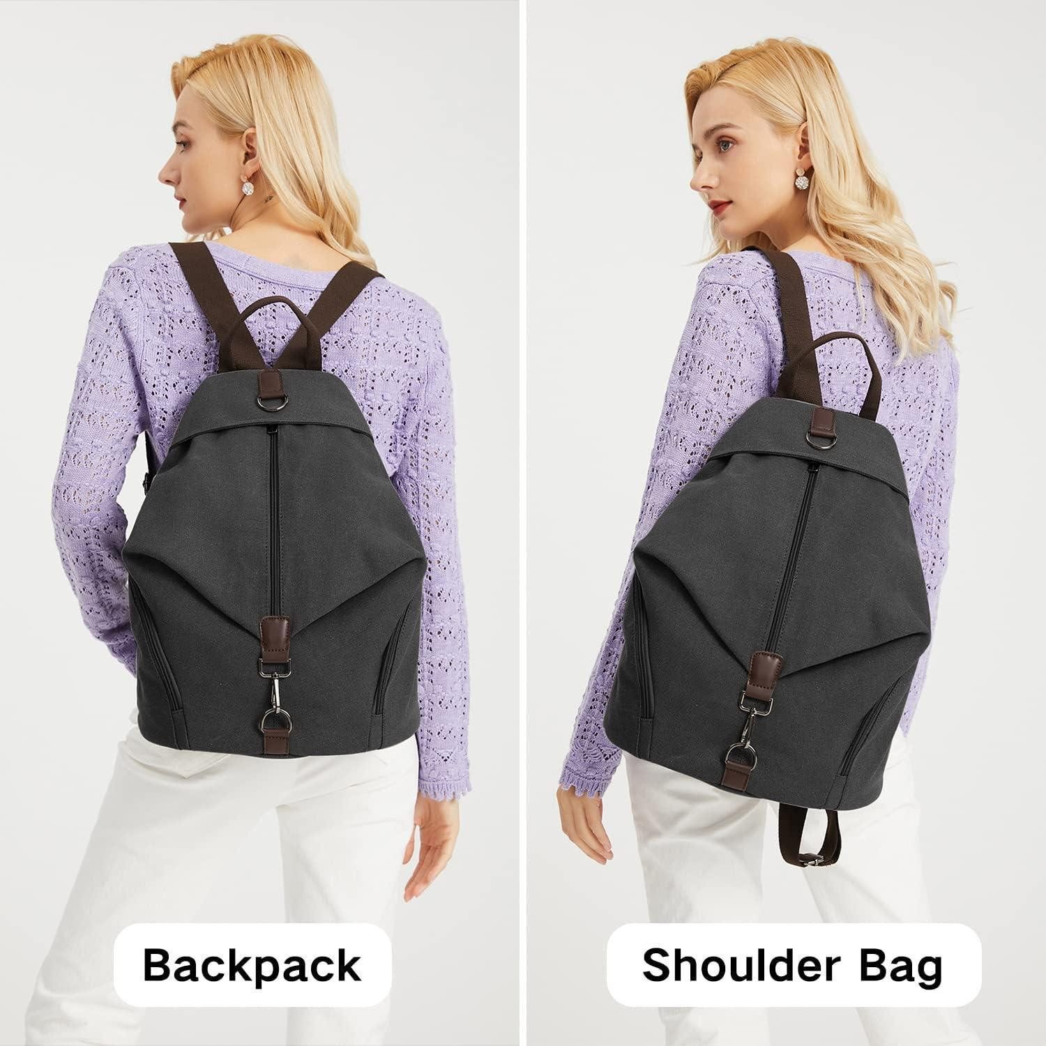LuxusKollektion Tagesrucksack Rucksack Canvas Daypack Damen Vintage Outdoor 31 x 16 x 38 cm Schwarz