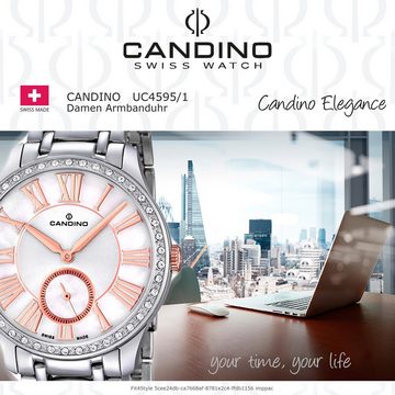 Candino Quarzuhr Candino Damen Uhr Analog C4595/1, Damen Armbanduhr rund, Edelstahlarmband silber, Fashion