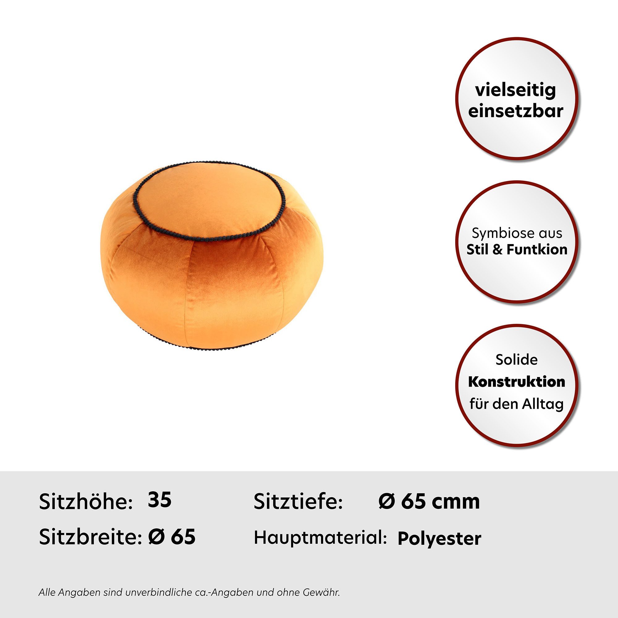 Kayoom Sitzhocker Pouf Taj Mahal 325, trendige samtige Oberfläche (1 St), samtweich, farbig, modern, orientalisches Design