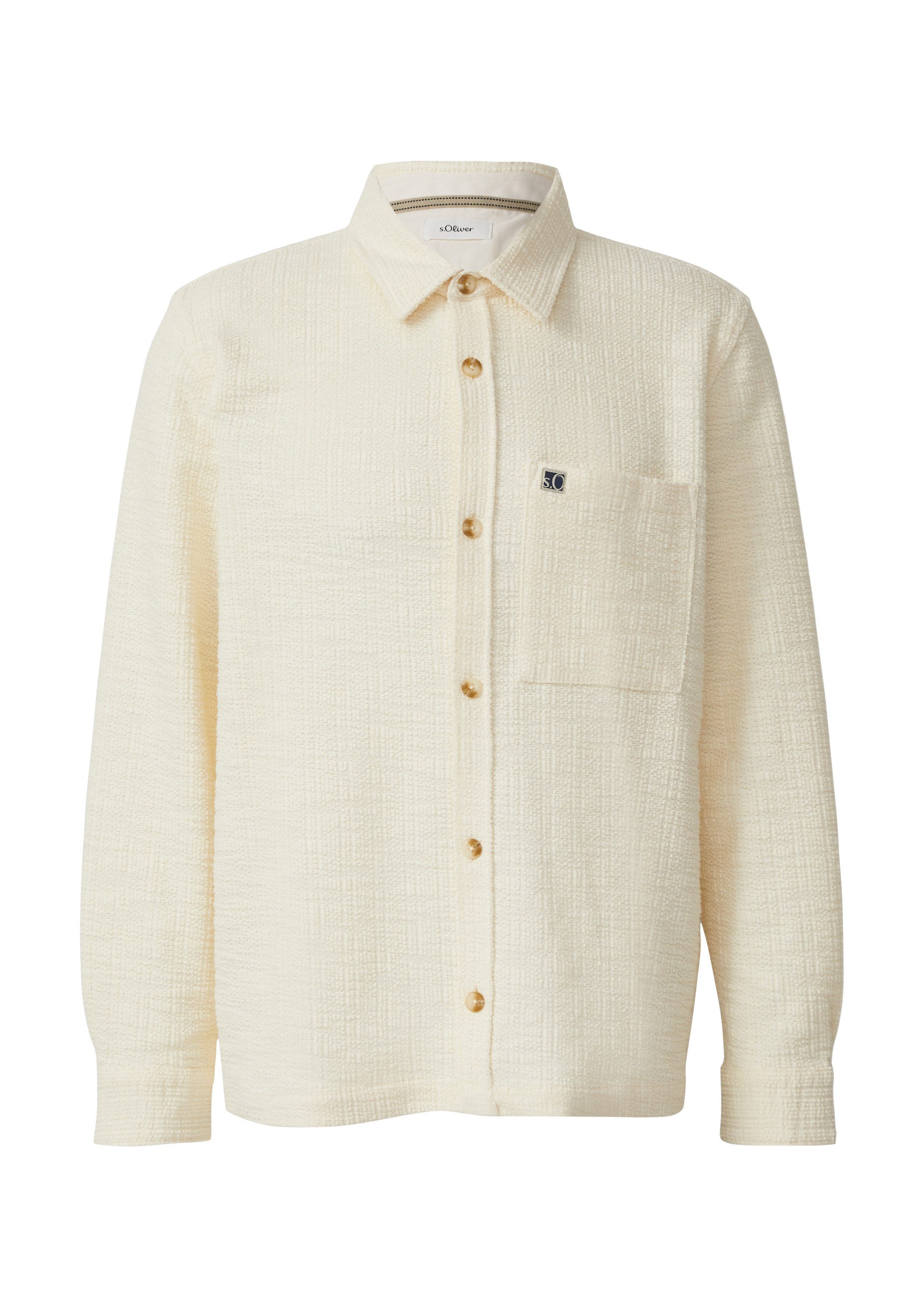 s.Oliver Langarmhemd Hemd Overshirt mit Struktur-Streifen und Kentkragen