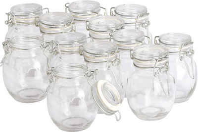 VBS XXL Vorratsglas, Glas, bauchig H 9 cm Ø 6 cm 120 ml 12er-Pack