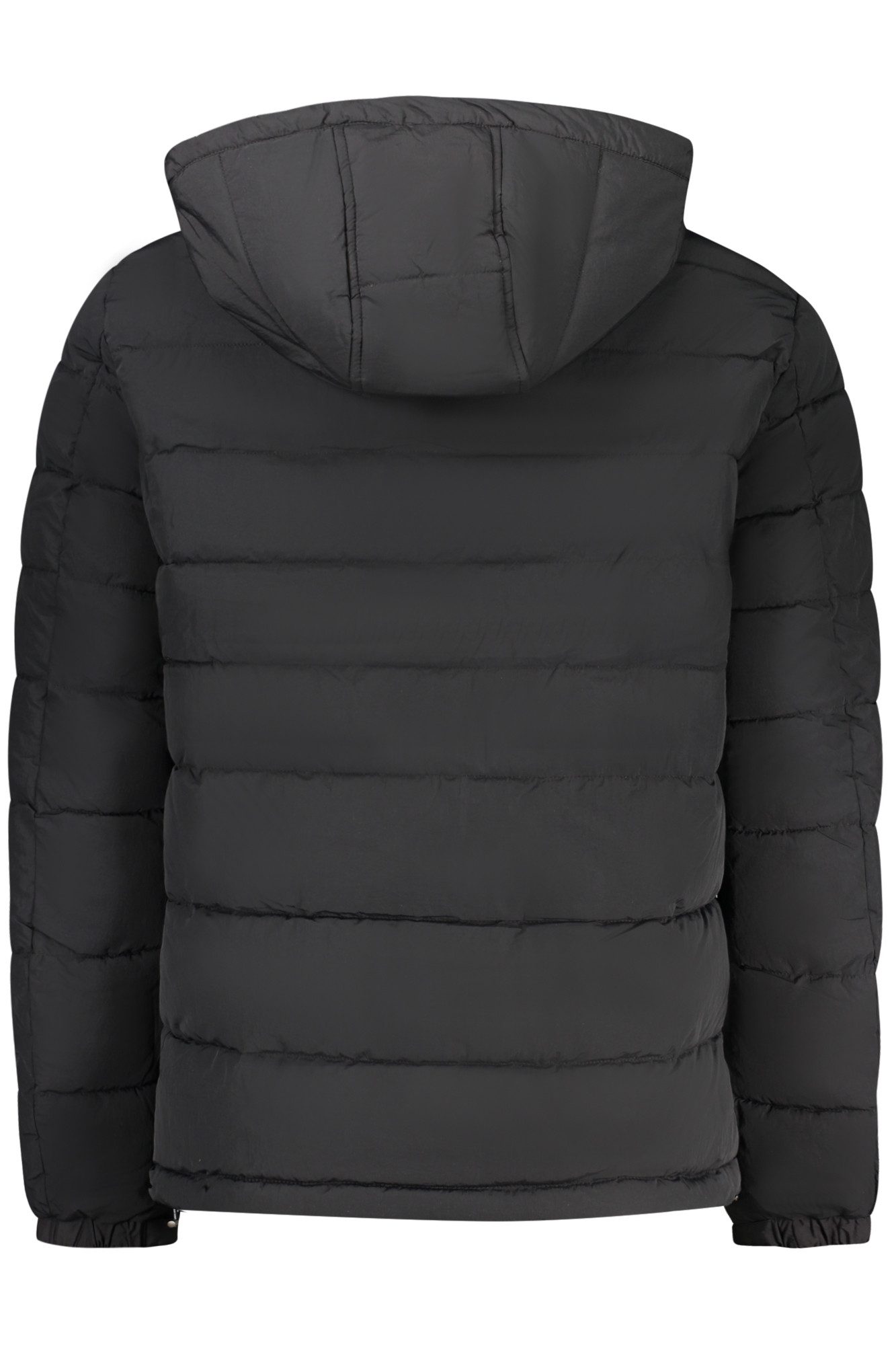 GUESS JEANS Outdoorjacke Stylische schwarze Herrenjacke: wetterfest, Kapuze, recycelte Faser