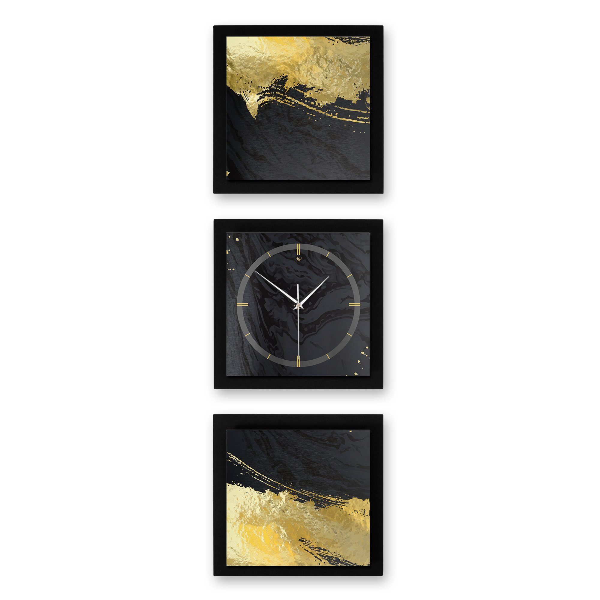 Kreative Feder Wanduhr Golden Paint (ohne Ticken; Funk- oder Quarzuhrwerk; elegant, außergewöhnlich, modern) klein (90x30cm)