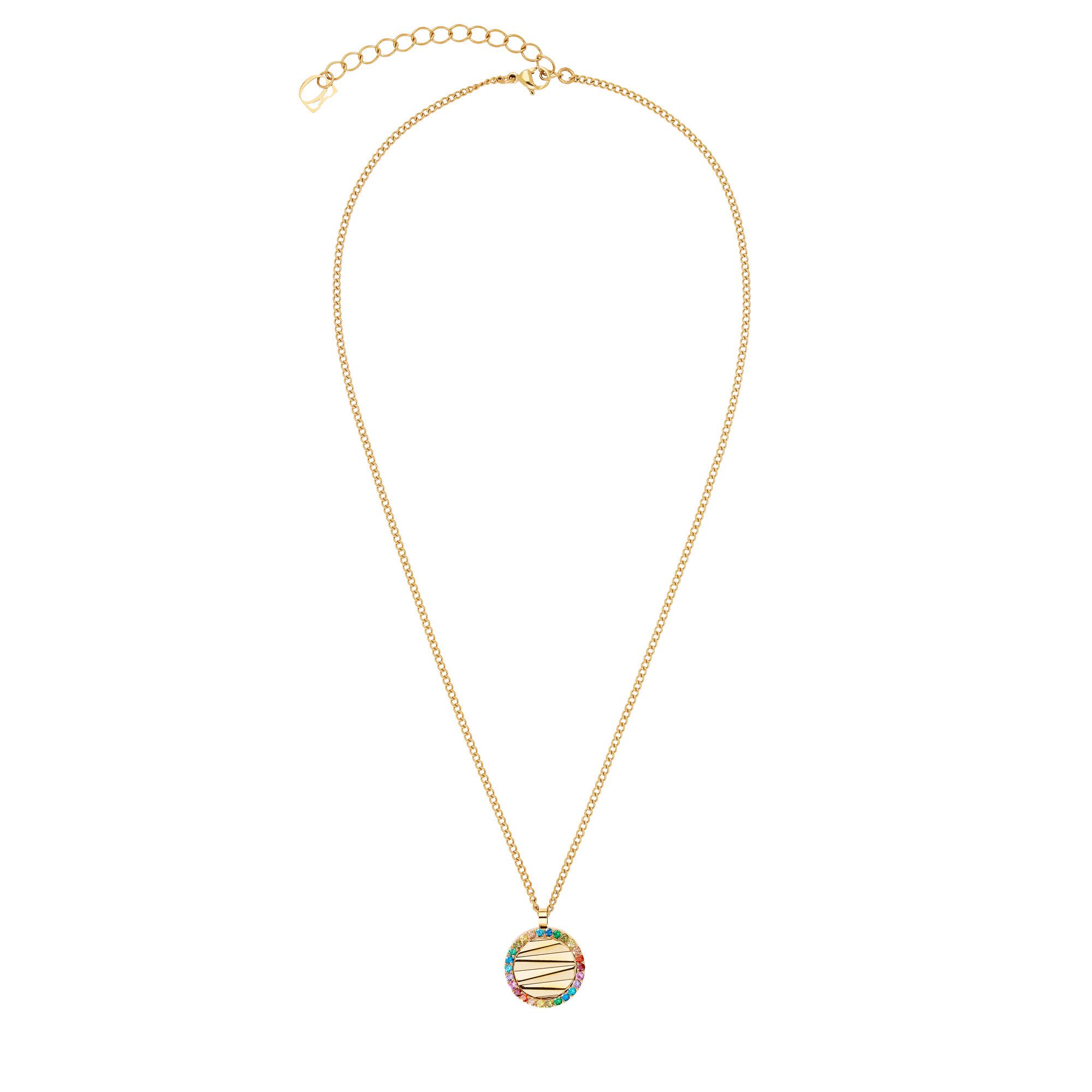 COEUR DE LION Kette mit Anhänger Schmuck Edelstahl Halskette Amulett Mini Waves rainbow Würfelkette, mit Zirkonia (synth)