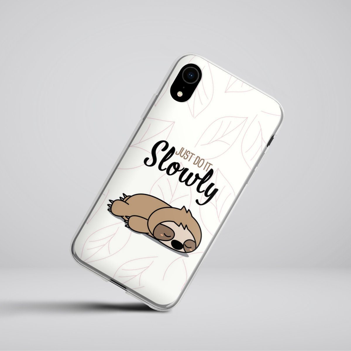 DeinDesign Handyhülle Tiere Faultier lazy sunday Just Do It Slowly Sloth, Apple iPhone Xr Silikon Hülle Bumper Case Handy Schutzhülle