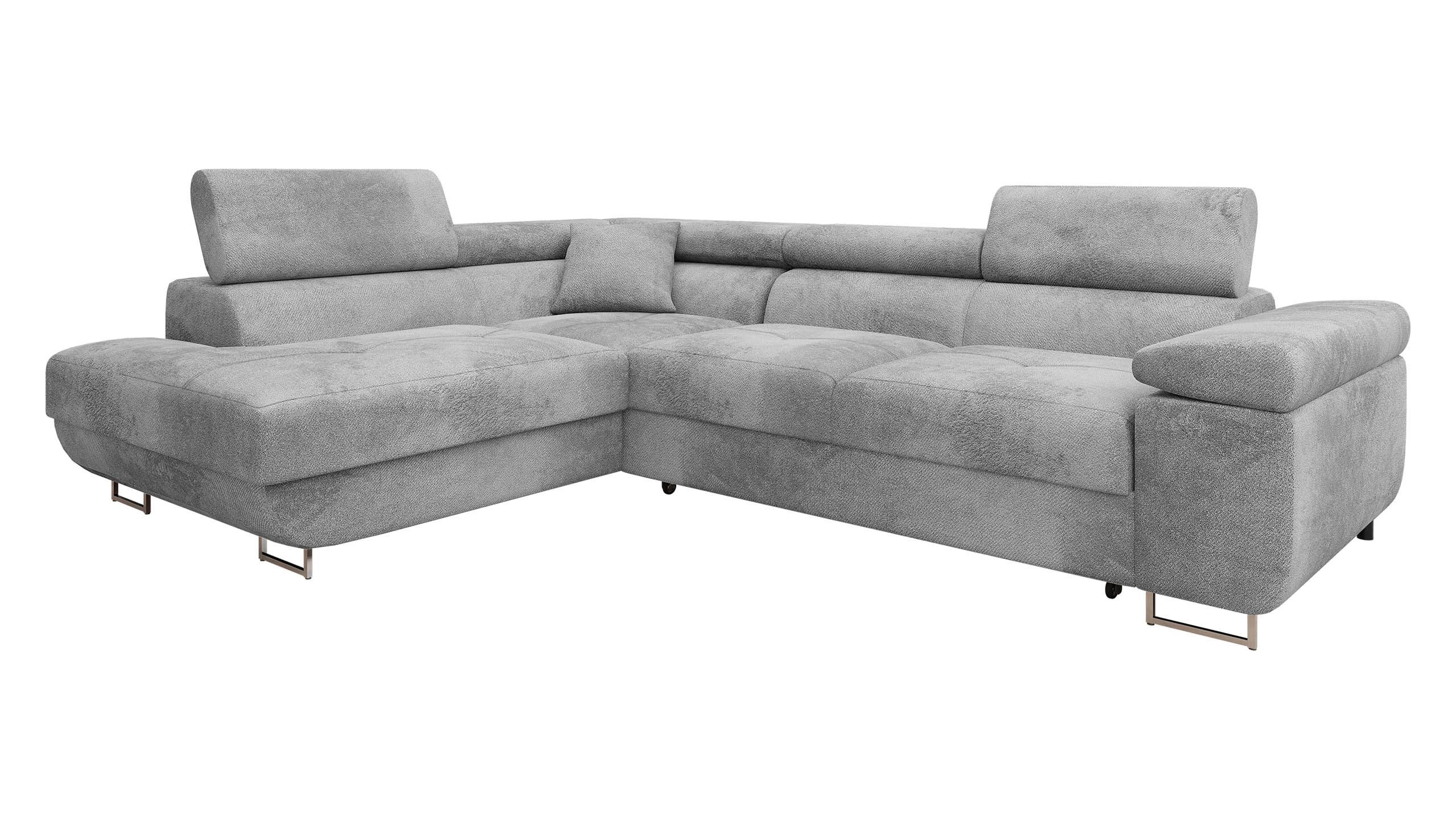 MIRJAN24 Ecksofa Torezio Premium, mit Bettkasten und Schlaffunktion, Einstellbare Kopfstützen, 274x203x70-90 cm