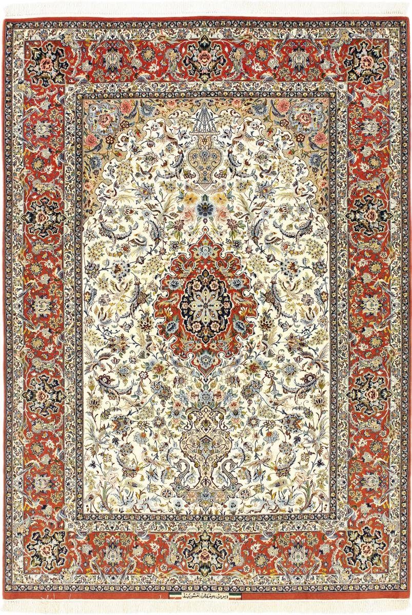 Orientteppich Isfahan Signiert Seidenkette 160x228 Handgeknüpfter Orientteppich, Nain Trading, rechteckig, Höhe: 6 mm