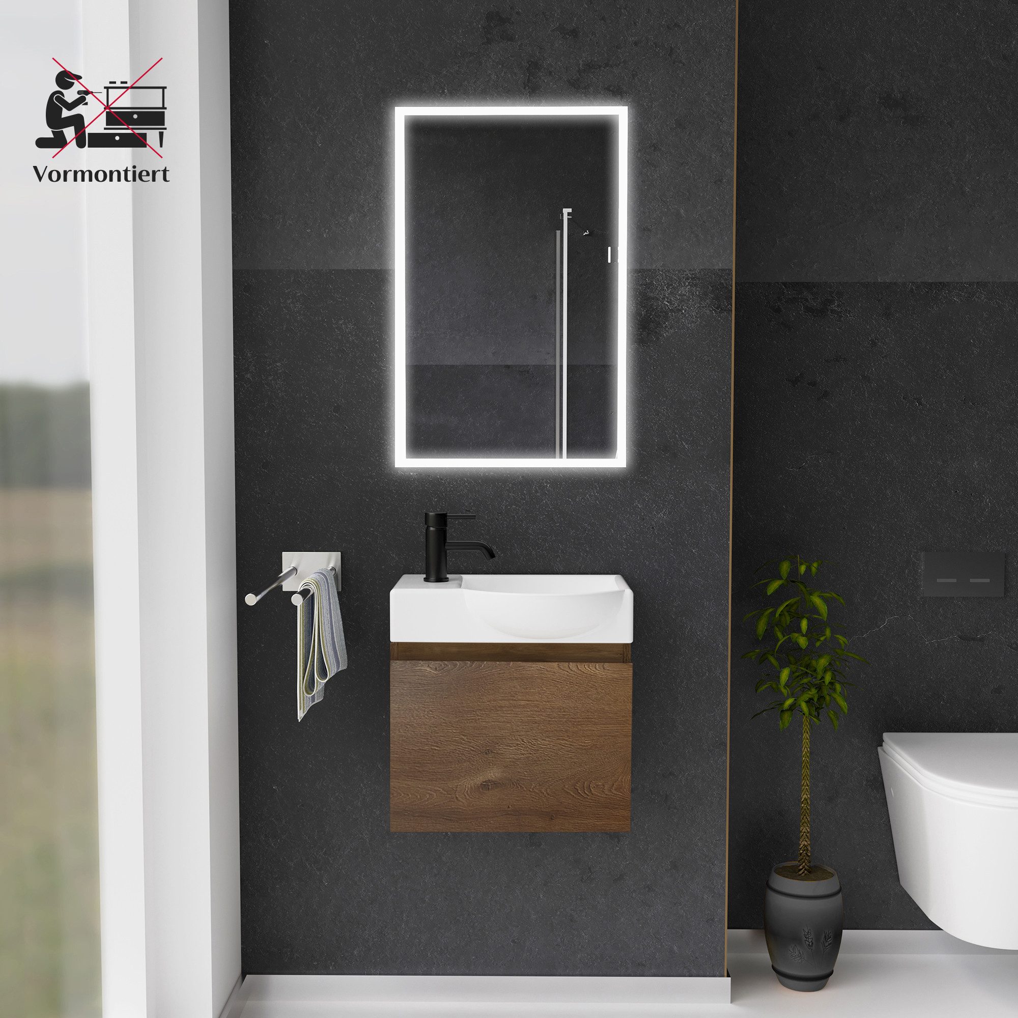 Alpenberger Badmöbel-Set - Gäste WC Waschbecken mit Unterschrank 45 cm Brei günstig online kaufen