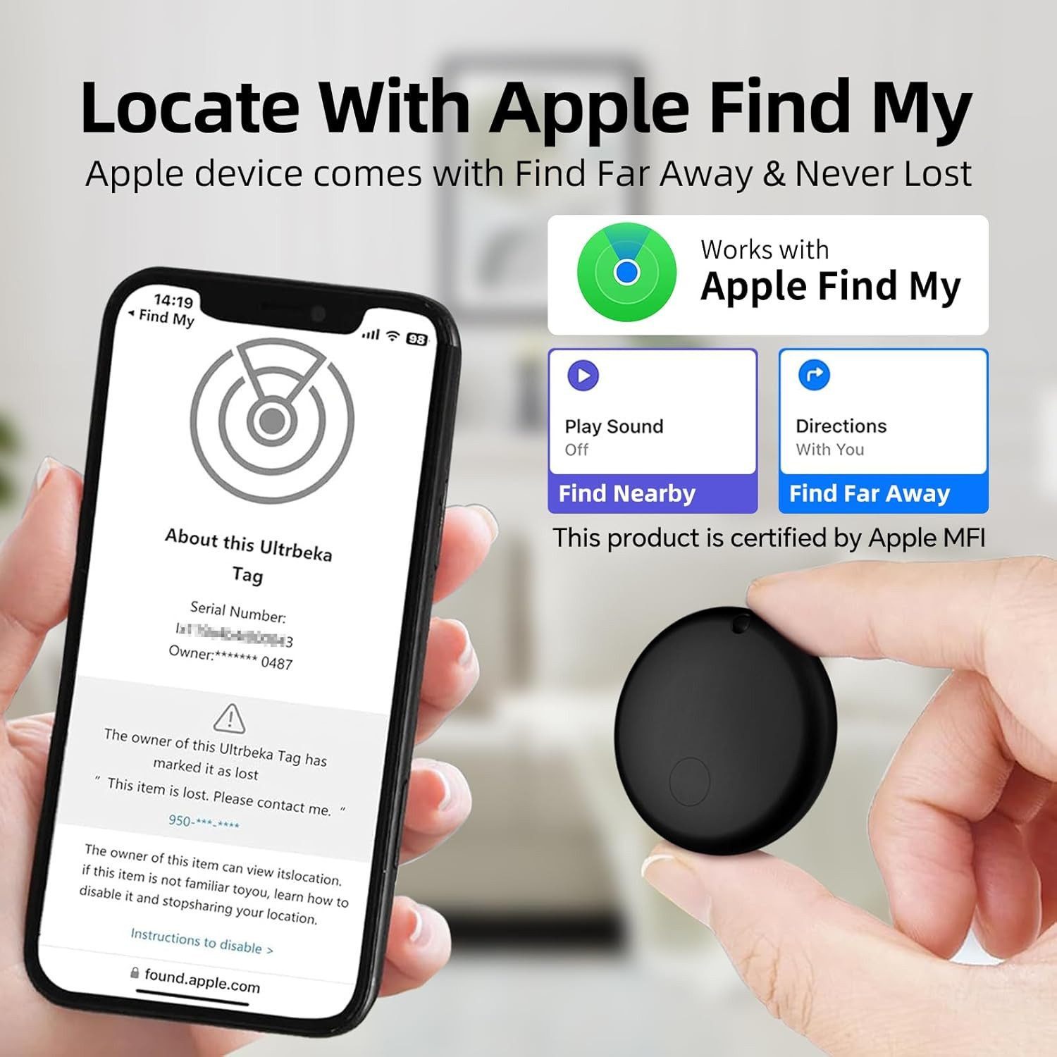 OYLCDI GPS Tracker mit iOS,Find My'' - Schlüsselfinder 4 St Bluetooth-Tracker (AirTag Alternative,Alarm für Schlüssel, Gepäck, Rucksack, etc)