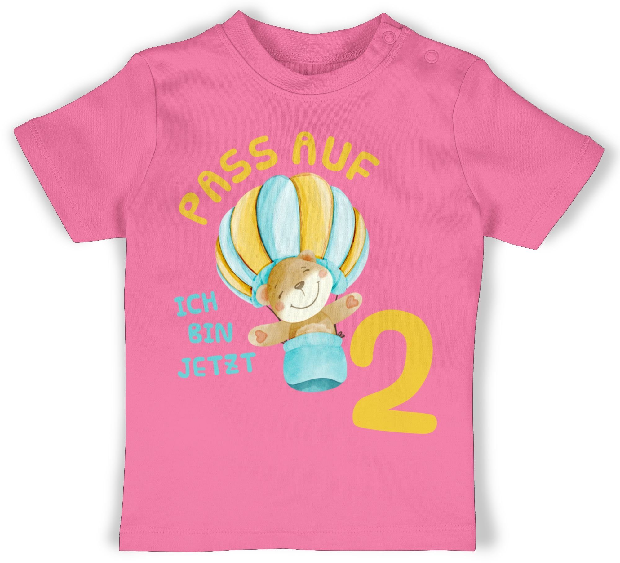 Shirtracer T-Shirt Pass auf ich bin jetzt zwei Bär Heißluftballon 2. Geburtstag
