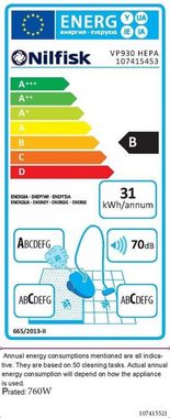Nilfisk Staubabsauger VP930 HEPA EU S2, Gewerbesauger, Hotelsauger, Reinigung, 15m Kabel, Staubbeutel, Hotel, Schule, Büro, Krankenhaus, Reinigung, schwarz/grau