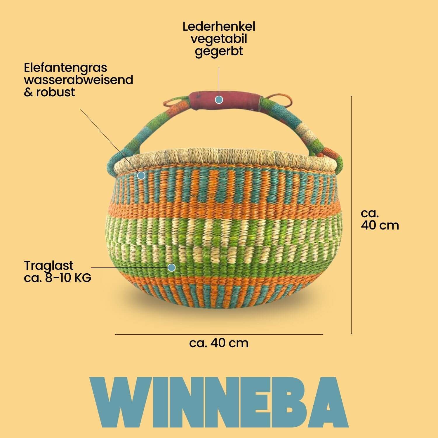 Einkaufskorb Bolga Korb - Winneba - Rund, Kunstvoll geflochtene Bolga Körbe günstig online kaufen