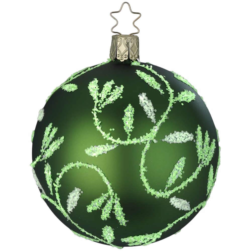 INGE-GLAS® Weihnachtsbaumkugel St), (1 grün mundgeblasen, Ranke, matt magische und handbemalt Dunkeln Anderswelt Ø8cm leuchtet im
