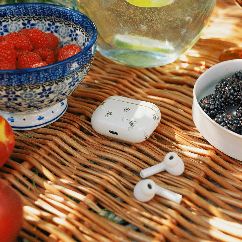 VQ Cath Kidston Kabellose Ohrhörer Bluetooth TWS 5.3 – Bees Weiß wireless In-Ear-Kopfhörer