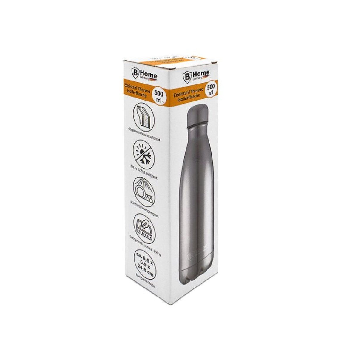 B-Home Thermoflasche Trinkflasche 1000 ml, Edelstahl, temperaturbeständig, Edelstahl 18/10, 1000ml