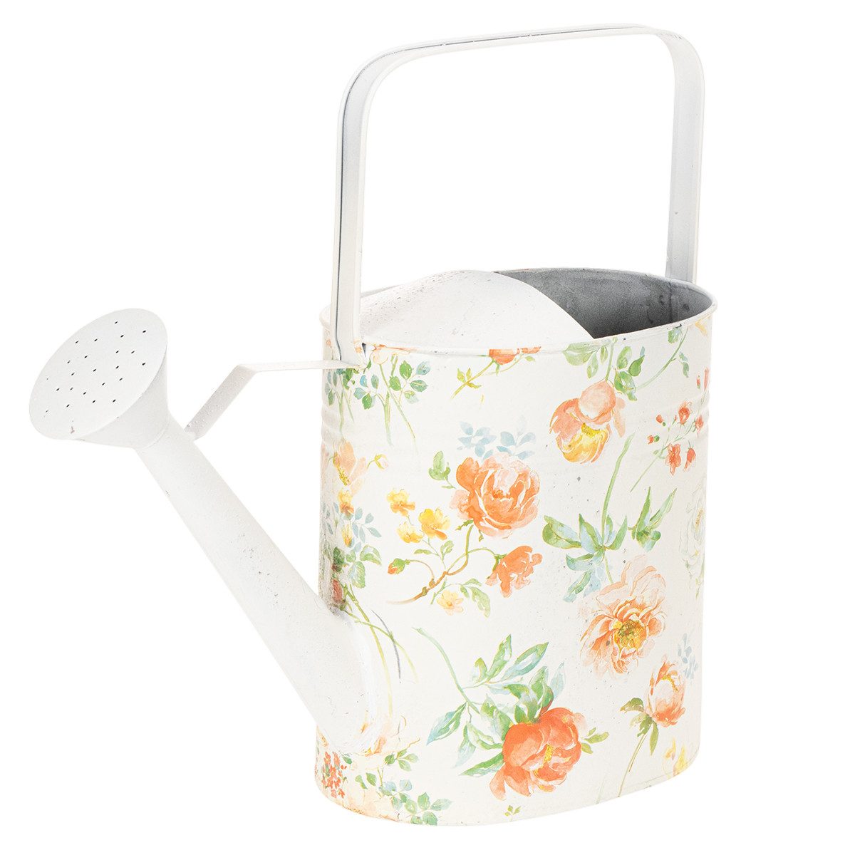 Gießkanne Deko Gießkanne Metall Vintage Look mit Rosenmotiv als