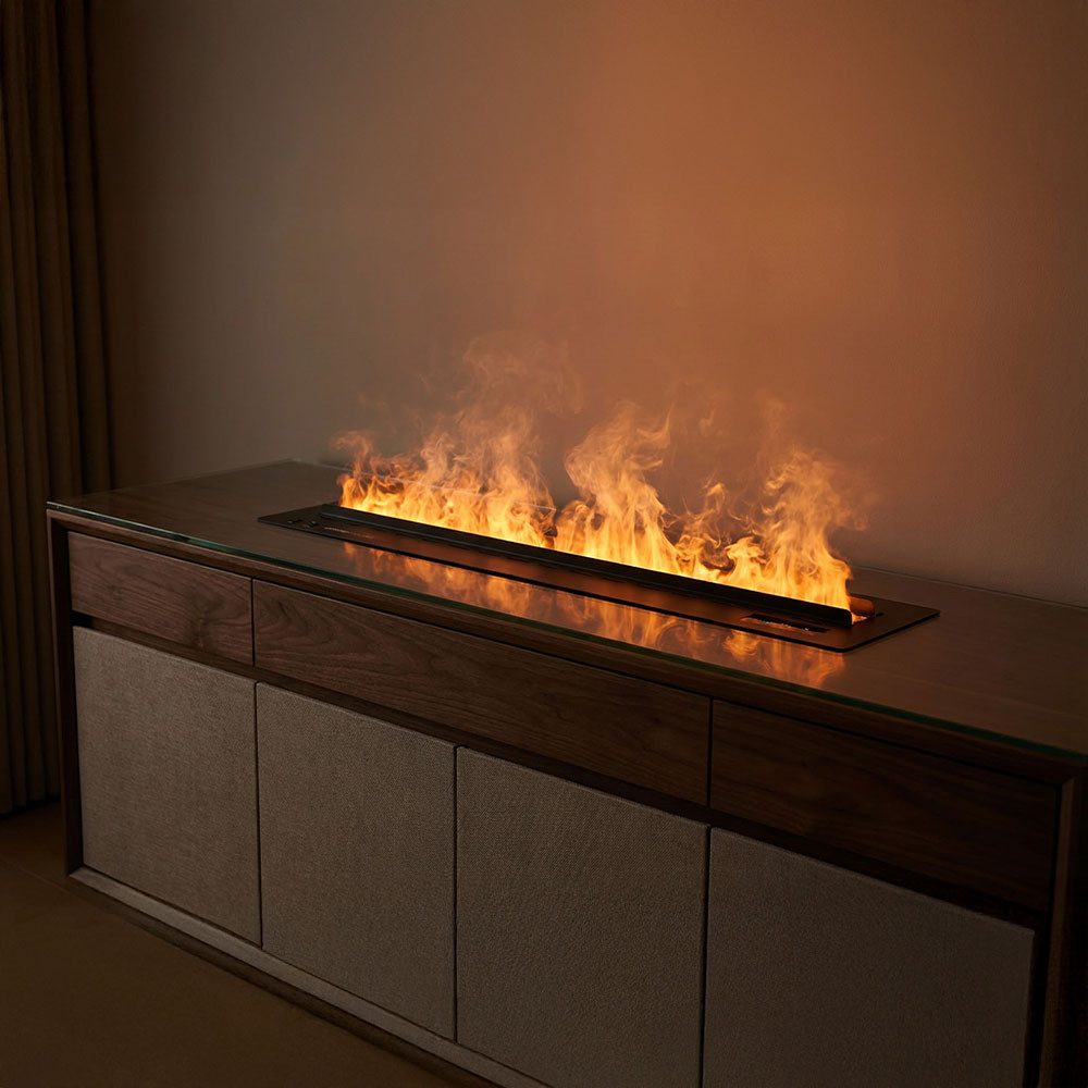 HOME DELUXE Dekokamin LED Wasserdampfkamin ODENA - 100 x 24 x 20,2 cm, Realistische 3D-Flammen, Mehrfarbige LED-Optionen, Elektrokamin