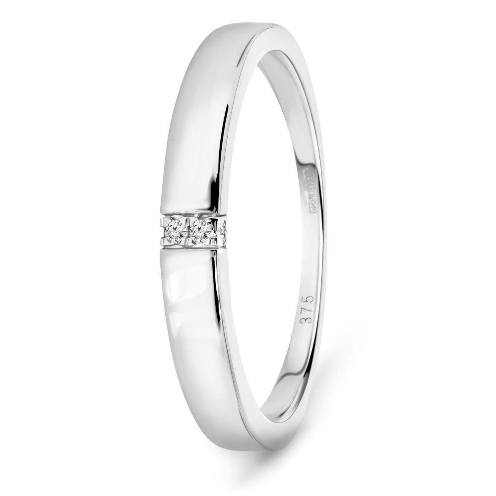 Miore Verlobungsring SA976R - Damen 9 Karat 375 Weißgold mit 0.02 Karat Diamanten, Ringabmessungen Breite 3 mm Höhe 2 mm