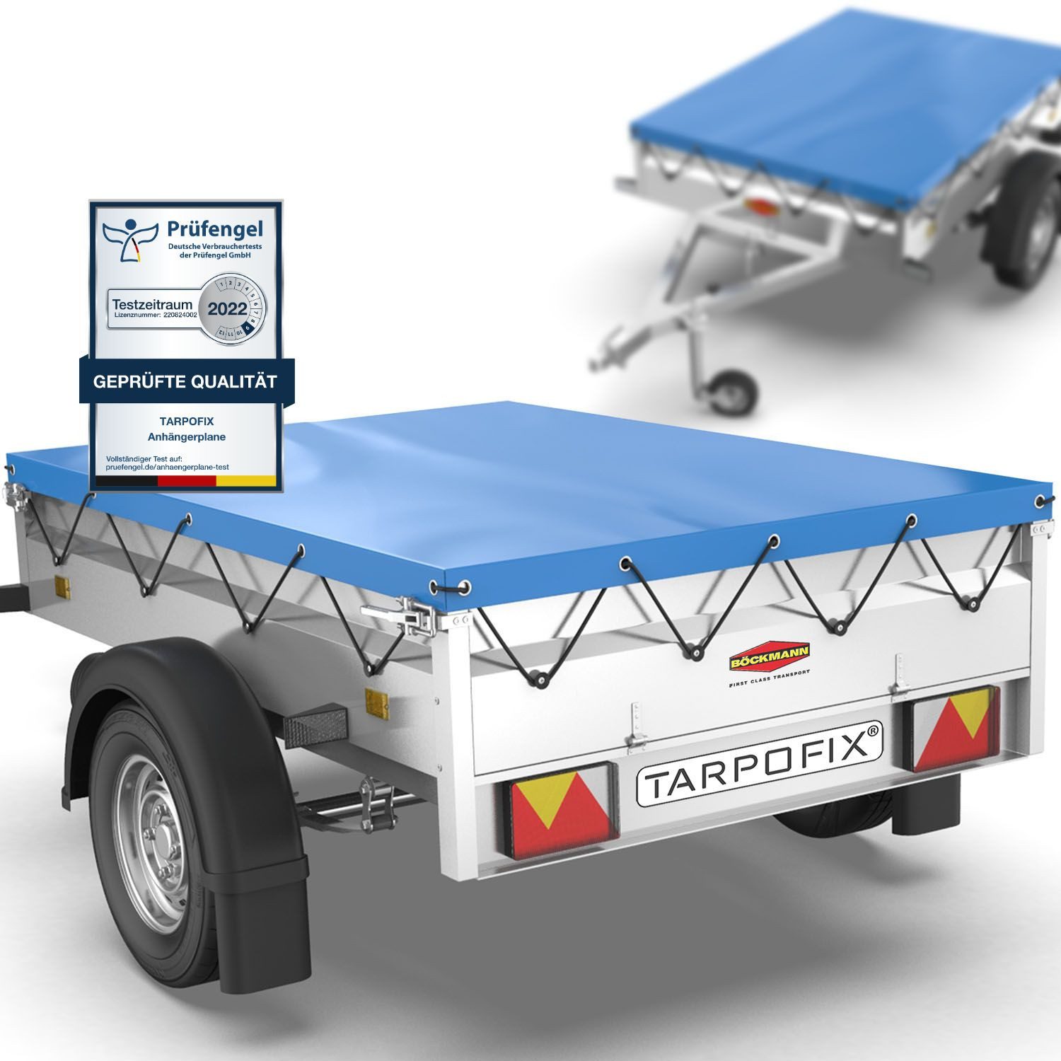 Tarpofix® Schutzplane Tarpofix Anhängerplane 209x115 cm & 209x134 cm PVC Abdeckplane, Flachplane 209x115 cm, Blau, PVC wasserdicht