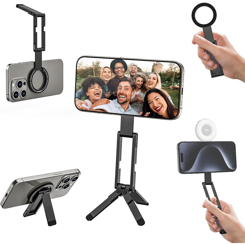 AFKSMILE Smartphone-Halterung MA60 Magnetisches Handy-Stativ, 3in1 Aluminium Mini Selfie Stick, (Kompatibel mit iPhone 17 16 15 14 13 12, Magsafe, Sumsung)