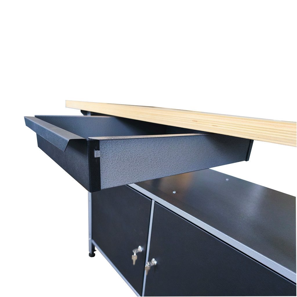 Kreher Werkbank XL aus Metall mit 2 Tür in Schwarz