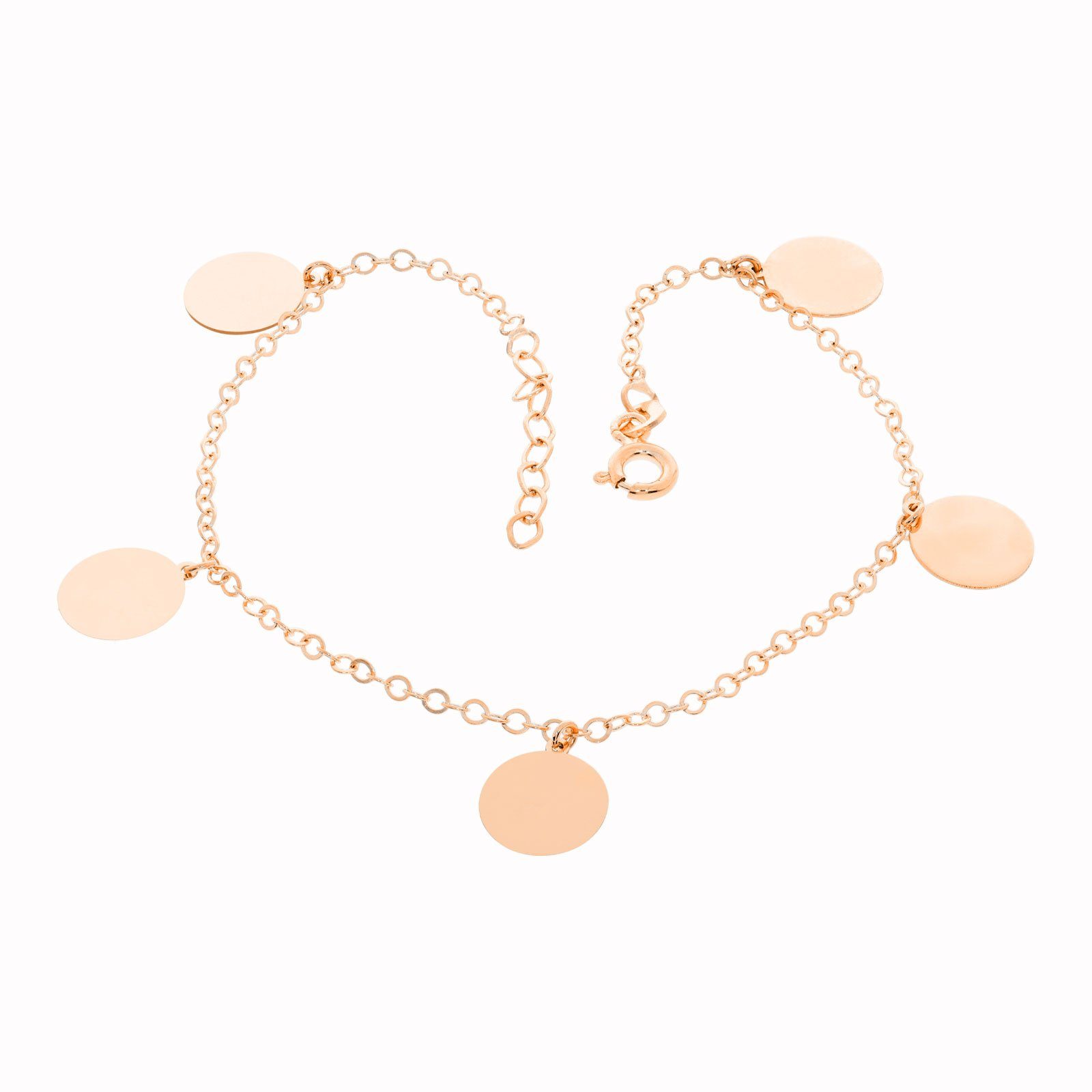 Goldarmband 585er Rotgold Armband mit 5 Plättchen 19 cm