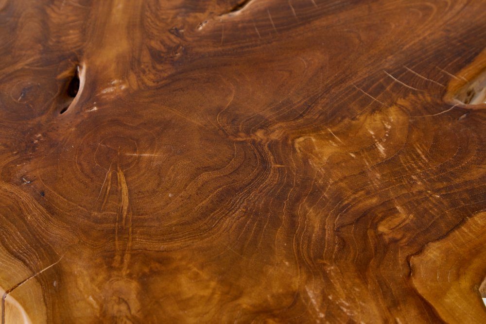 riess-ambiente Beistelltisch ROOT 53cm Massivholz Nachttisch · · mit · Jahresringen natur, · Teakholz Hocker