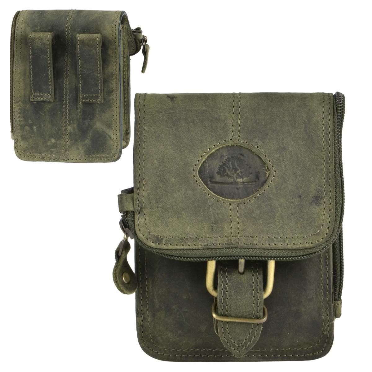 Greenburry Gürteltasche Vintage, Bauchtasche, Leder, Vintage antik braun khaki