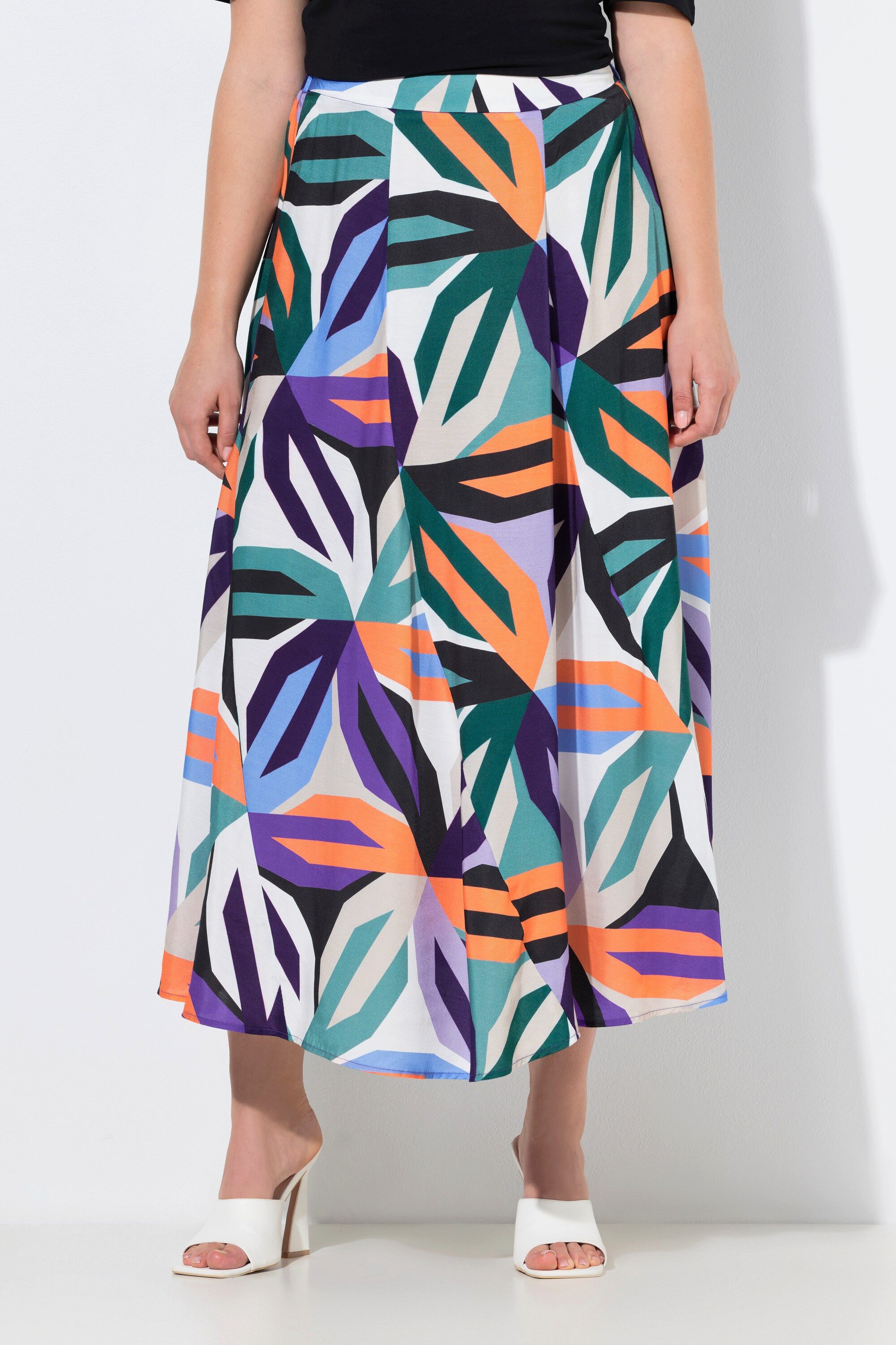 Ulla Popken Maxirock Maxirock Blüten A-Linie Elastikbund