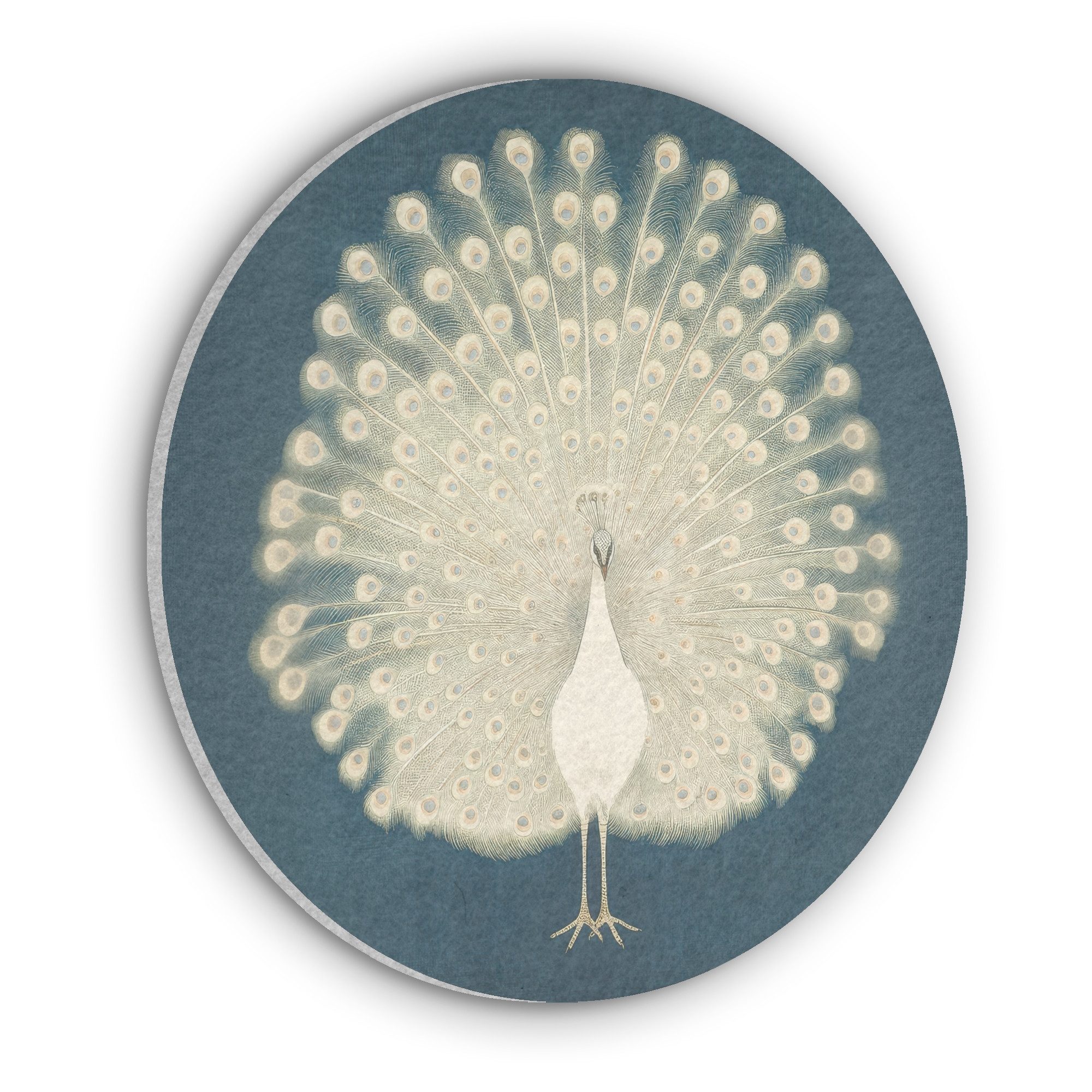 MuchoWow Gemälde Vogel - Blau - Vintage, Fotodruck (1 St), Akustikpaneele rund, Schalldämmung, Akustikbilder 30x30 cm