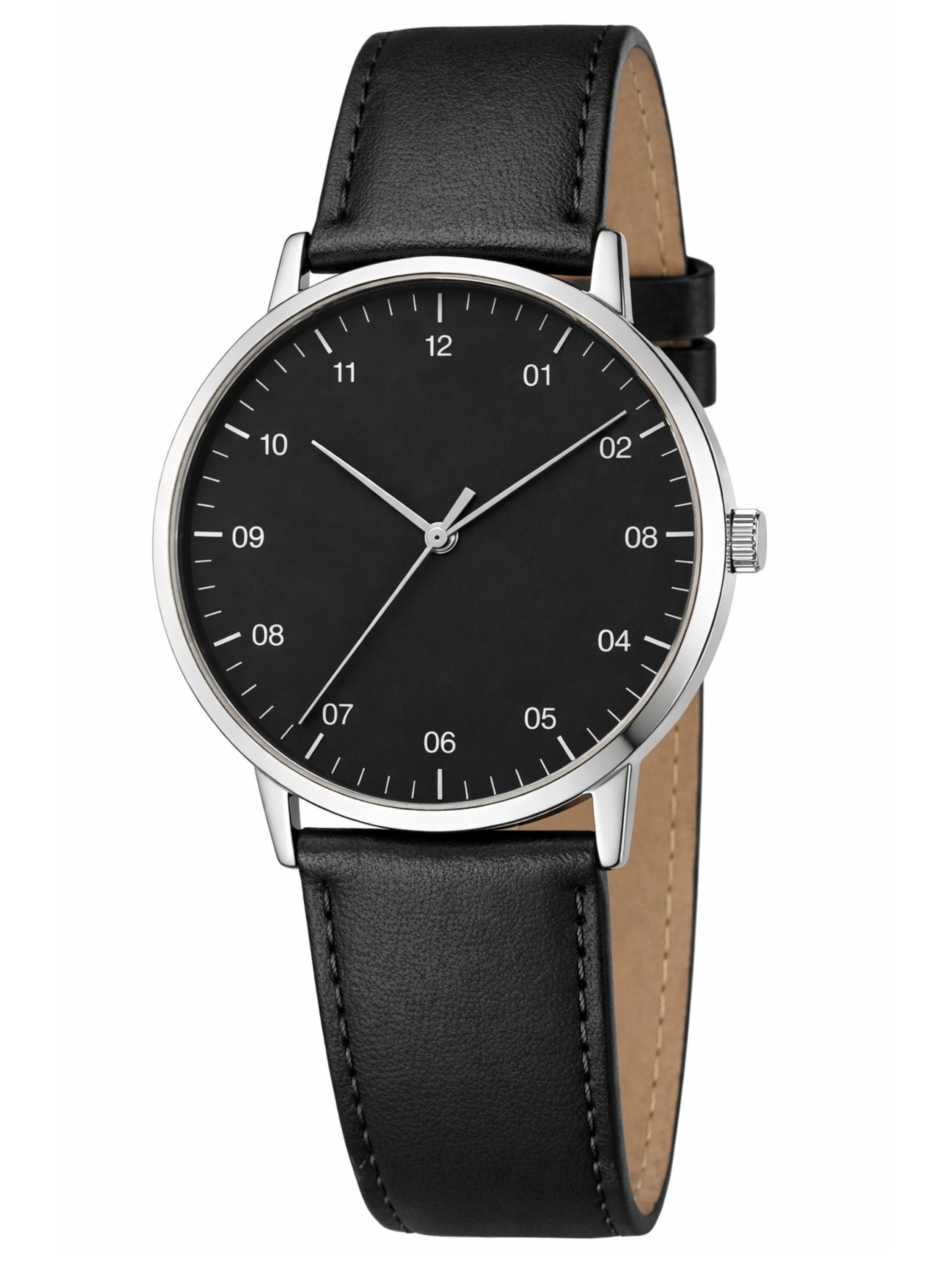S&T Design Quarzuhr Herrenuhr minimalistisch Lederarmband No.K3047, (Packun günstig online kaufen