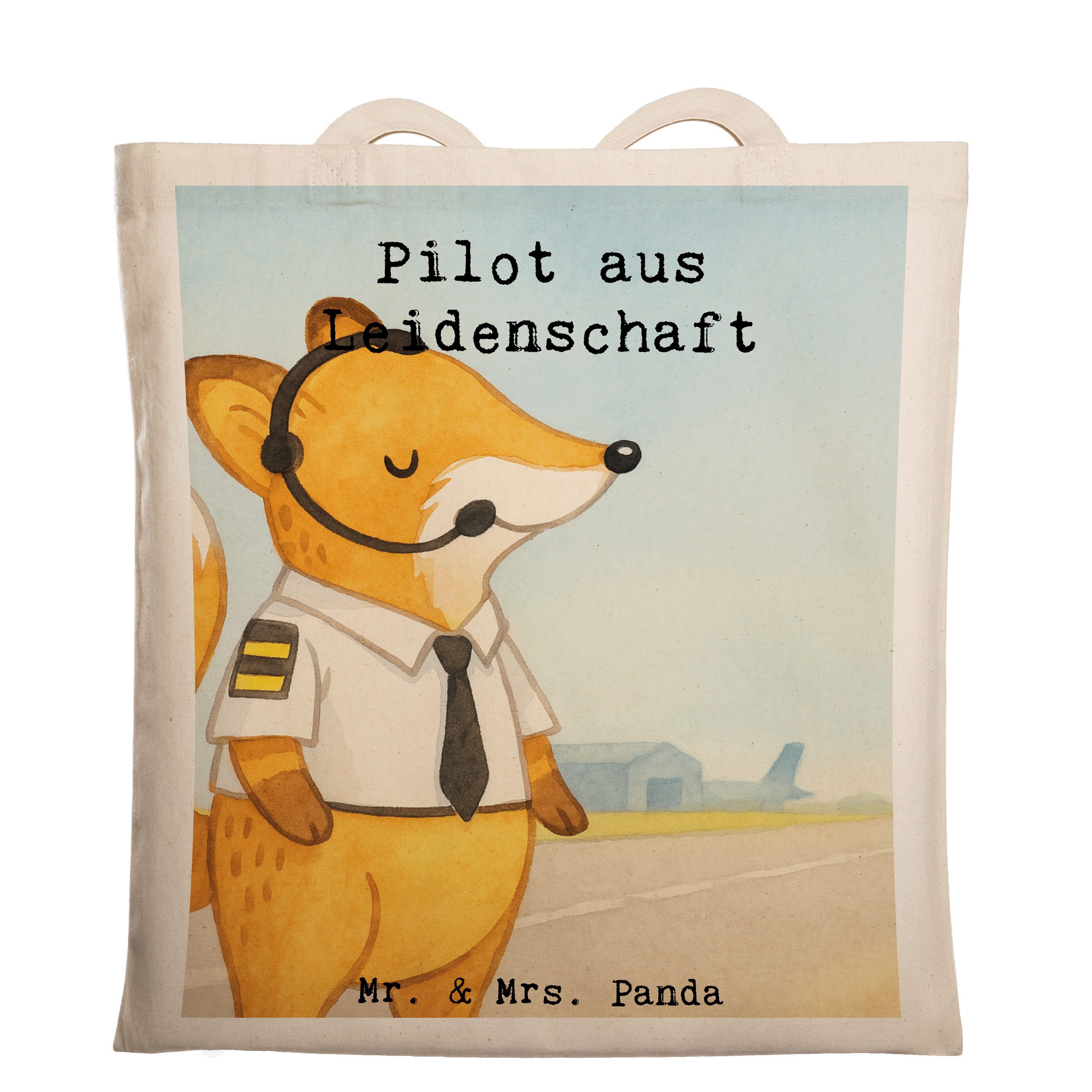 Mr. & Mrs. Panda Tragetasche Pilot Leidenschaft Design, Schultasche, Weiß, Flugzeug, Tasche, Tote (Packung), Alltagstasche baumwoll shopper Tragetasche