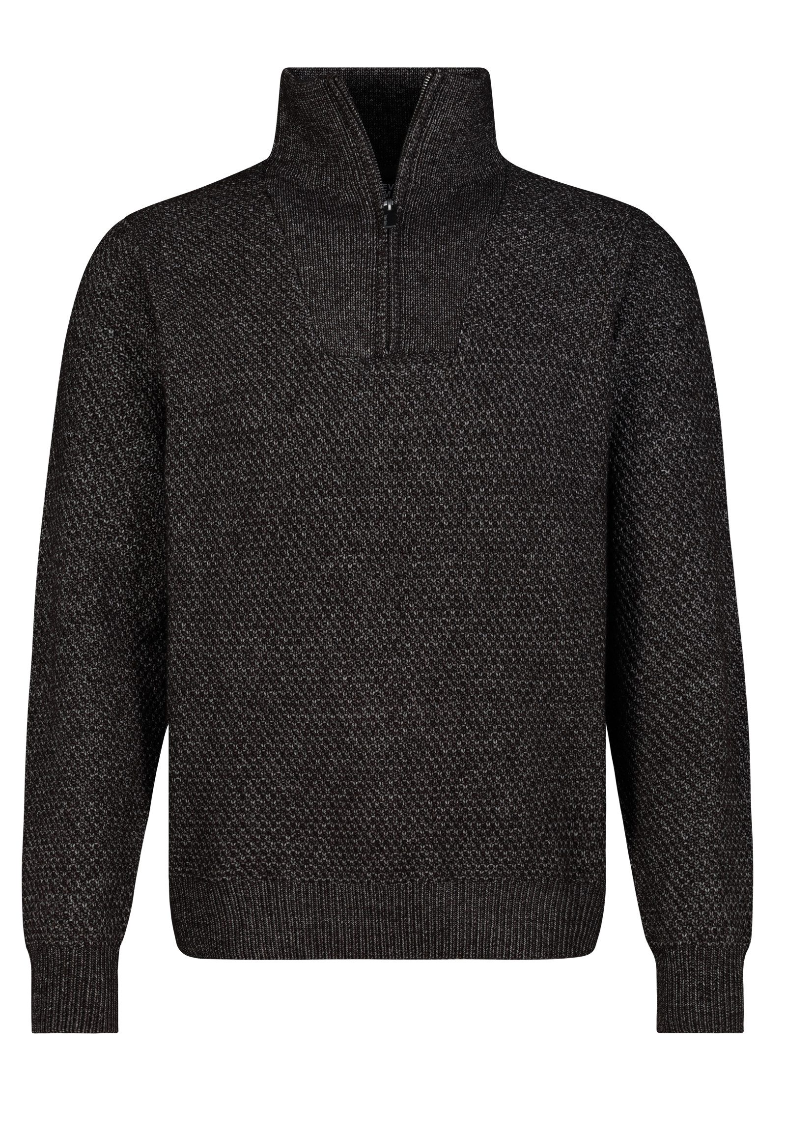 SUBLEVEL Strickpullover Herren Troyer Sweater Half-Zip, Strukturmuster