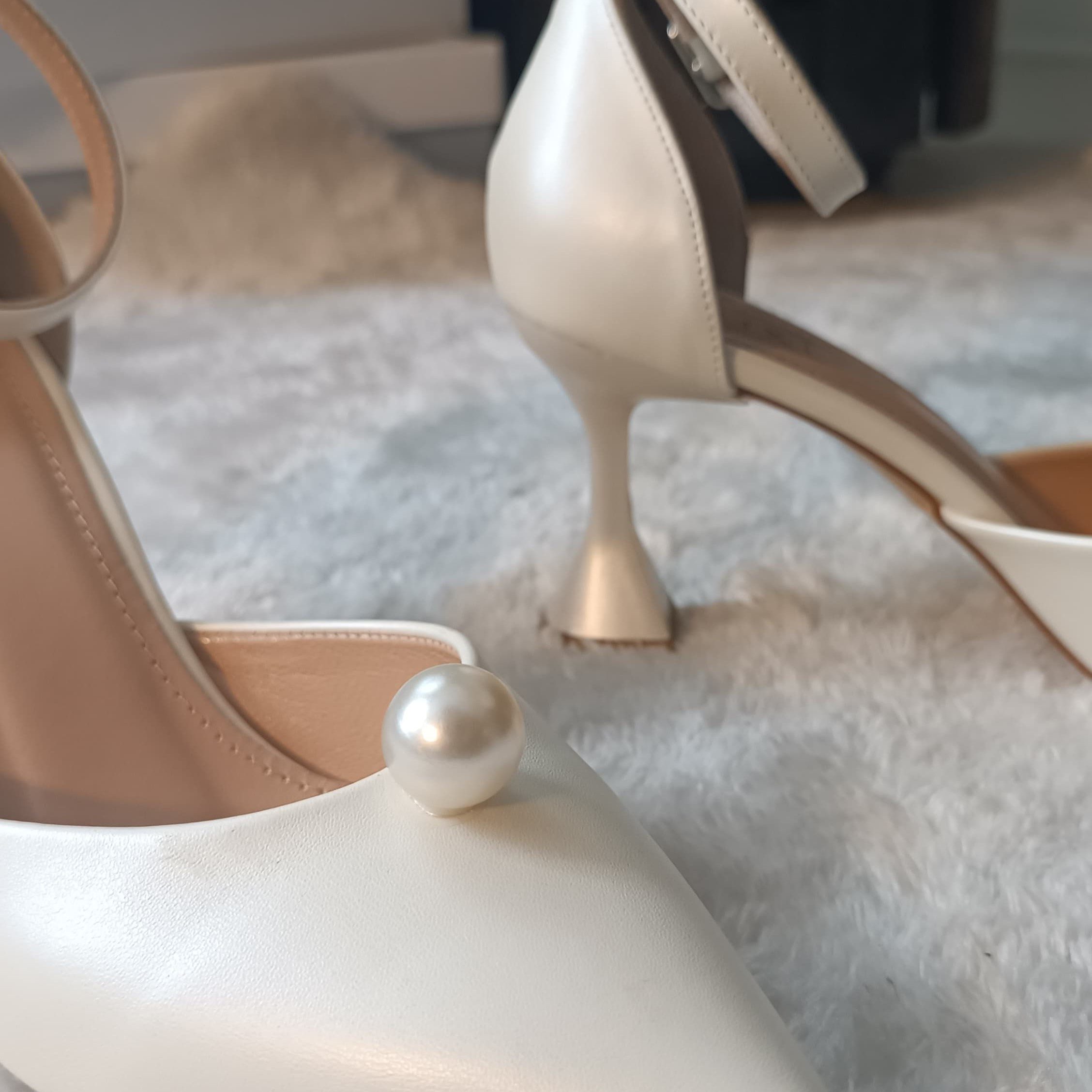 Ruxene Pumps/Hochzeit,Date,Brautschuhe,Einladung,Party/Weiß Pumps (Glänzen Sie Ihre Hochzeiten und besonderen Tage, Schick, Mutig, Romantisch und Weiblich aussehen) Ein stilvolles Design mit seinem Perlendesign auf der Vorderseite.