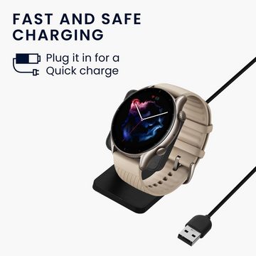 kwmobile USB Ladegerät für Huami Amazfit GTS 3 / GTR 3 / GTR 3 Pro / T-Rex 2 USB-Ladegerät (1-tlg., USB Kabel Charger Stand - Smart Watch Ladestation - Standfunktion)