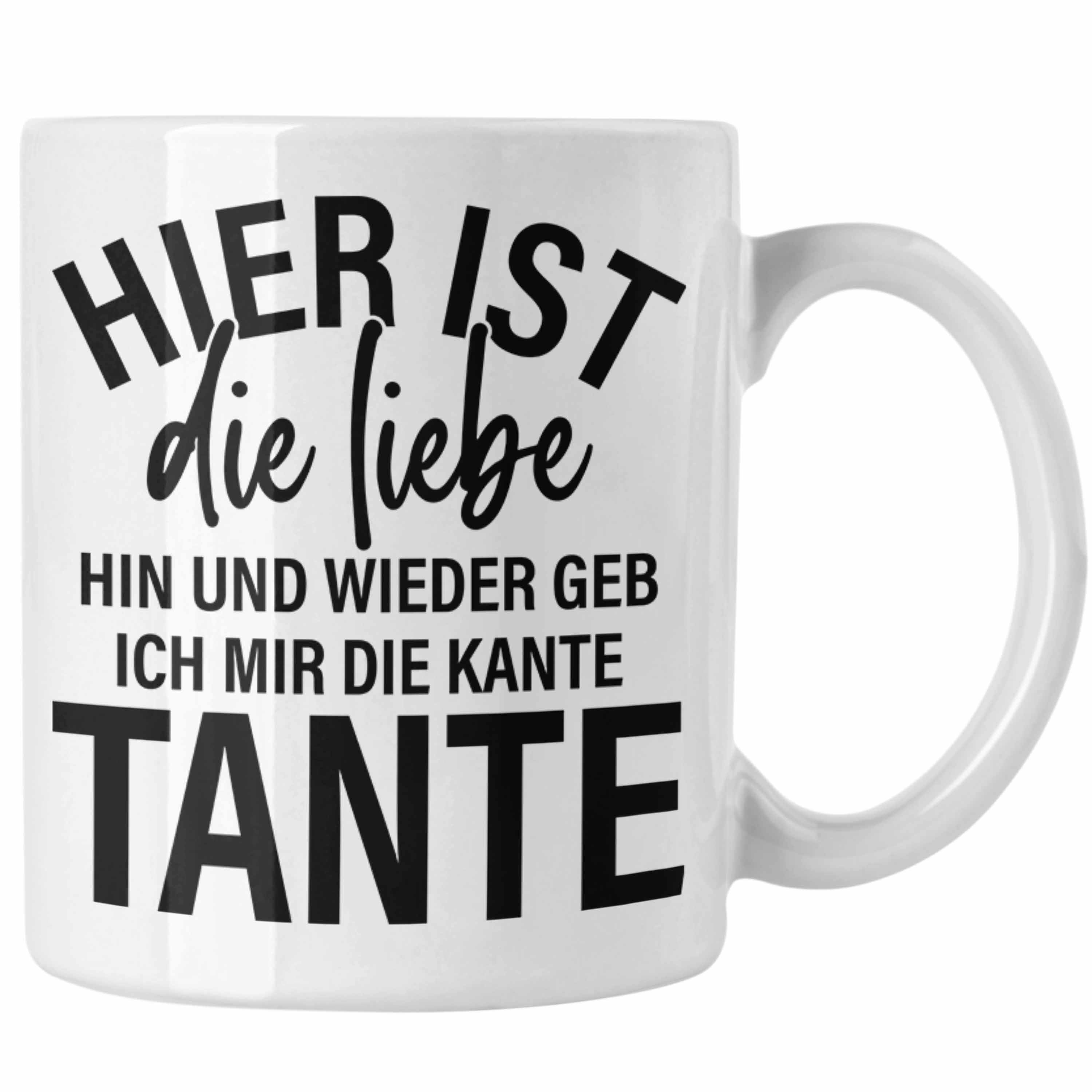 Trendation Tasse Trendation - Ich Geb Mir Die Kante Tante Tasse Geschenk Lustig Geburtstag Weiss | Teetassen